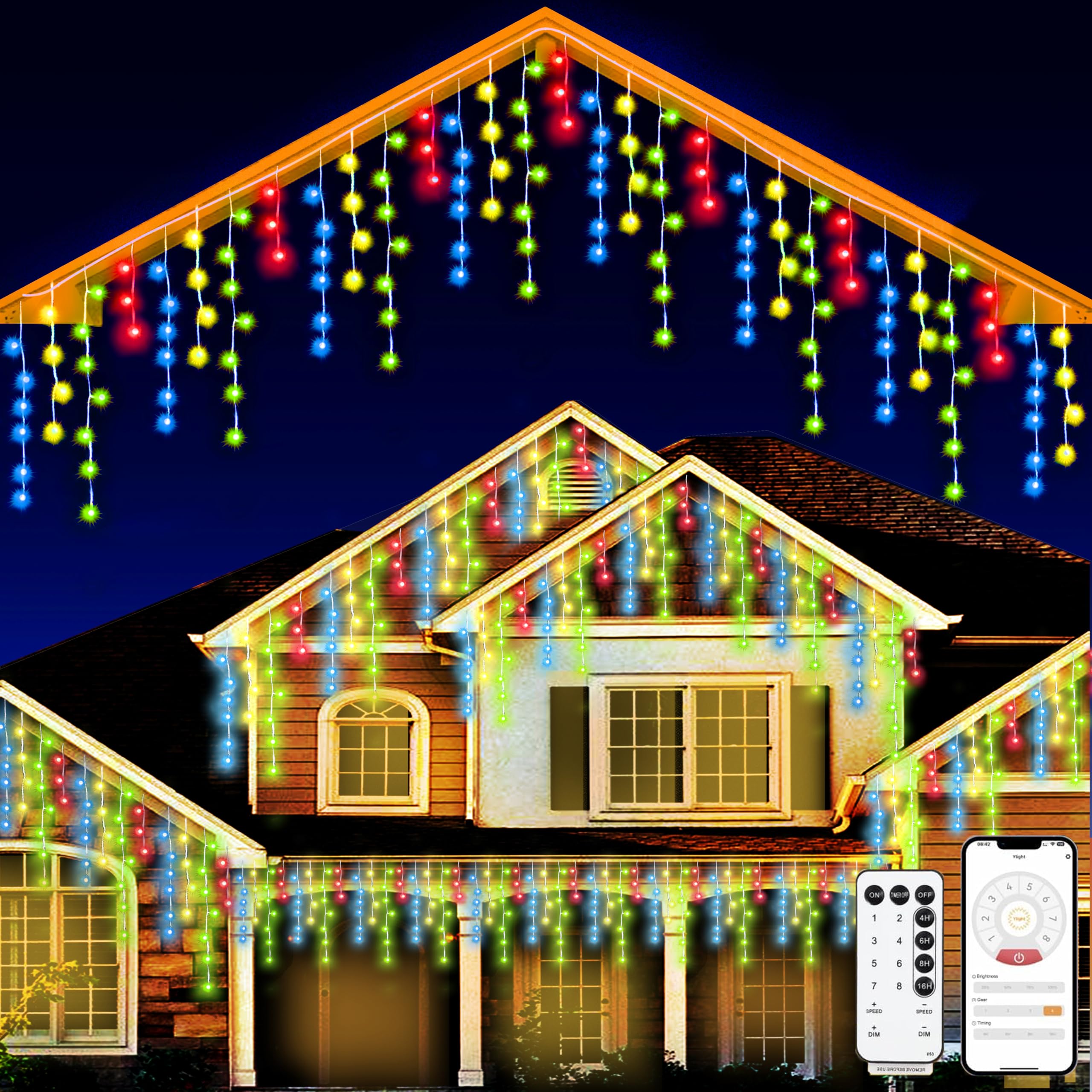 SOSHOT Christmas String Lights - 1280 LED, 99Ft, 8 Modes, Remote Control, Waterproof, Multicolor