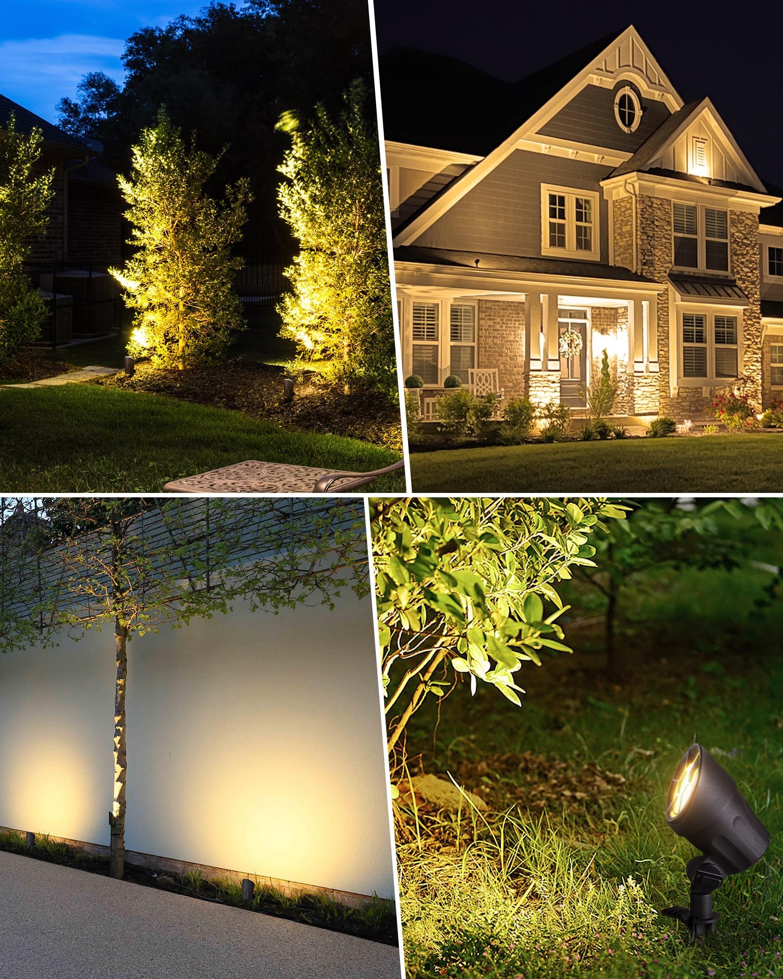 SUNVIE 6W LED Landscape Lights, Warm White, 12-24V, Waterproof, Black, Model CLWS0608C, 8 Pack