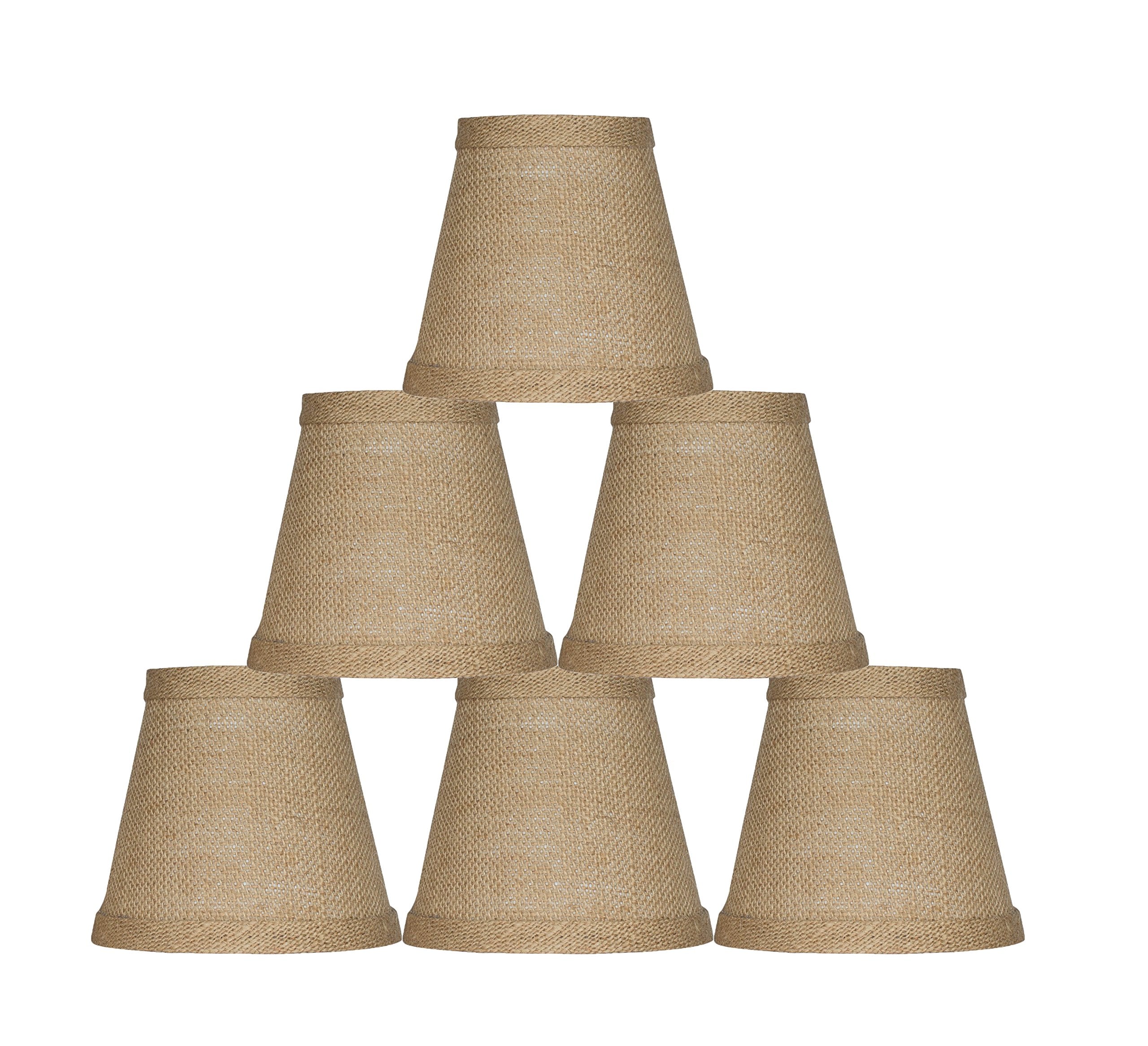 Urbanest Chandelier Lamp Shade, Hardback Burlap, Clip On, 3x5x4.5in, Set of 6