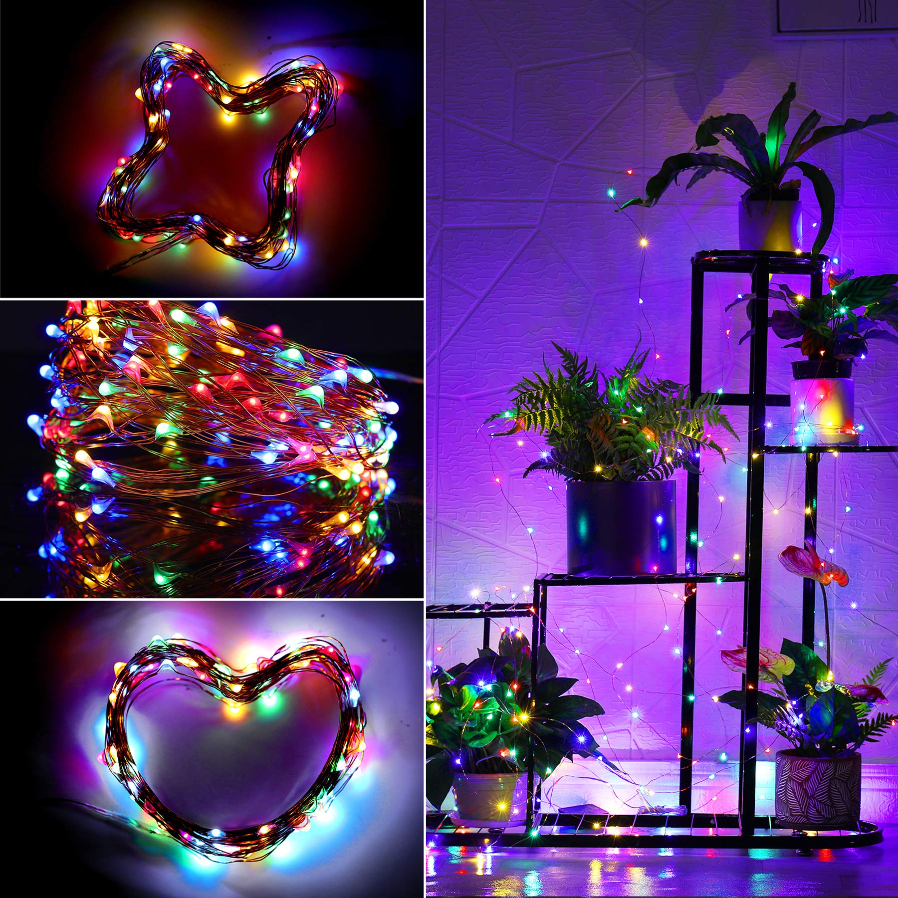 Mikasol Fairy Lights Battery Operated, 2 Packs Mini 3*Aaa Battery Powered Copper Wire Led Starry String Lights Firefly Lights For Bedroom, Christmas, Parties, Decoration (5M/16Ft Multi Color)