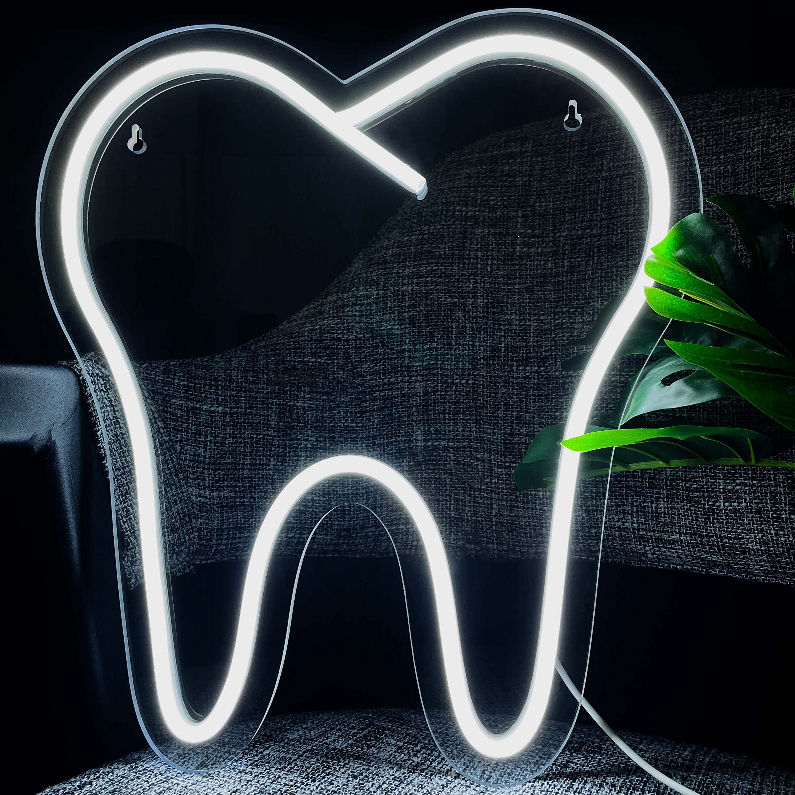 Heliwey Led Tooth Neon Sign - Dental Office Wall Decor, Gift For Dentist & Dental Students, Cool White