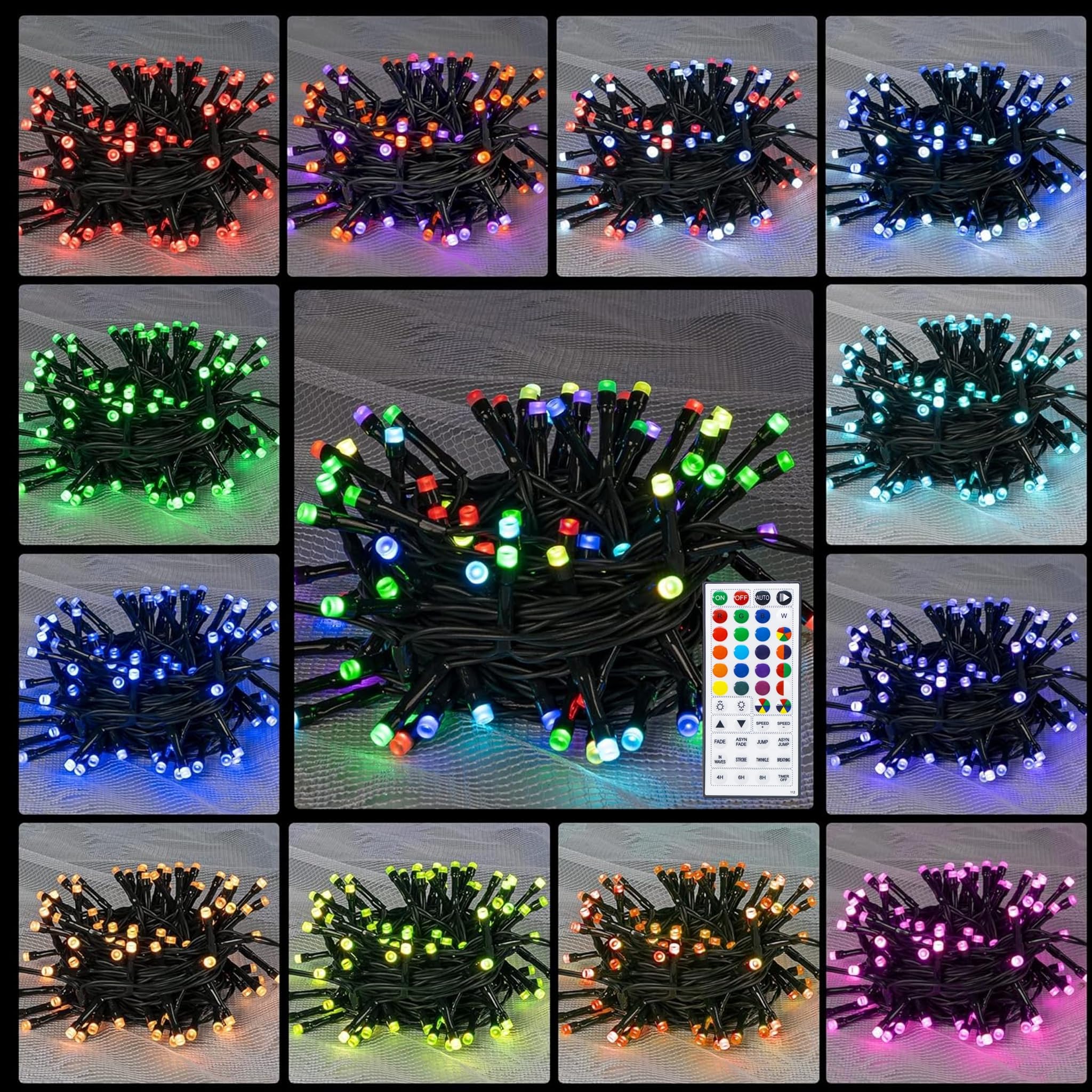 TW SHINE Color Changing Christmas Lights, 66 FT, 200 LED, RGB, Waterproof, Model HB-200COI, for Indoor/Outdoor Decorations