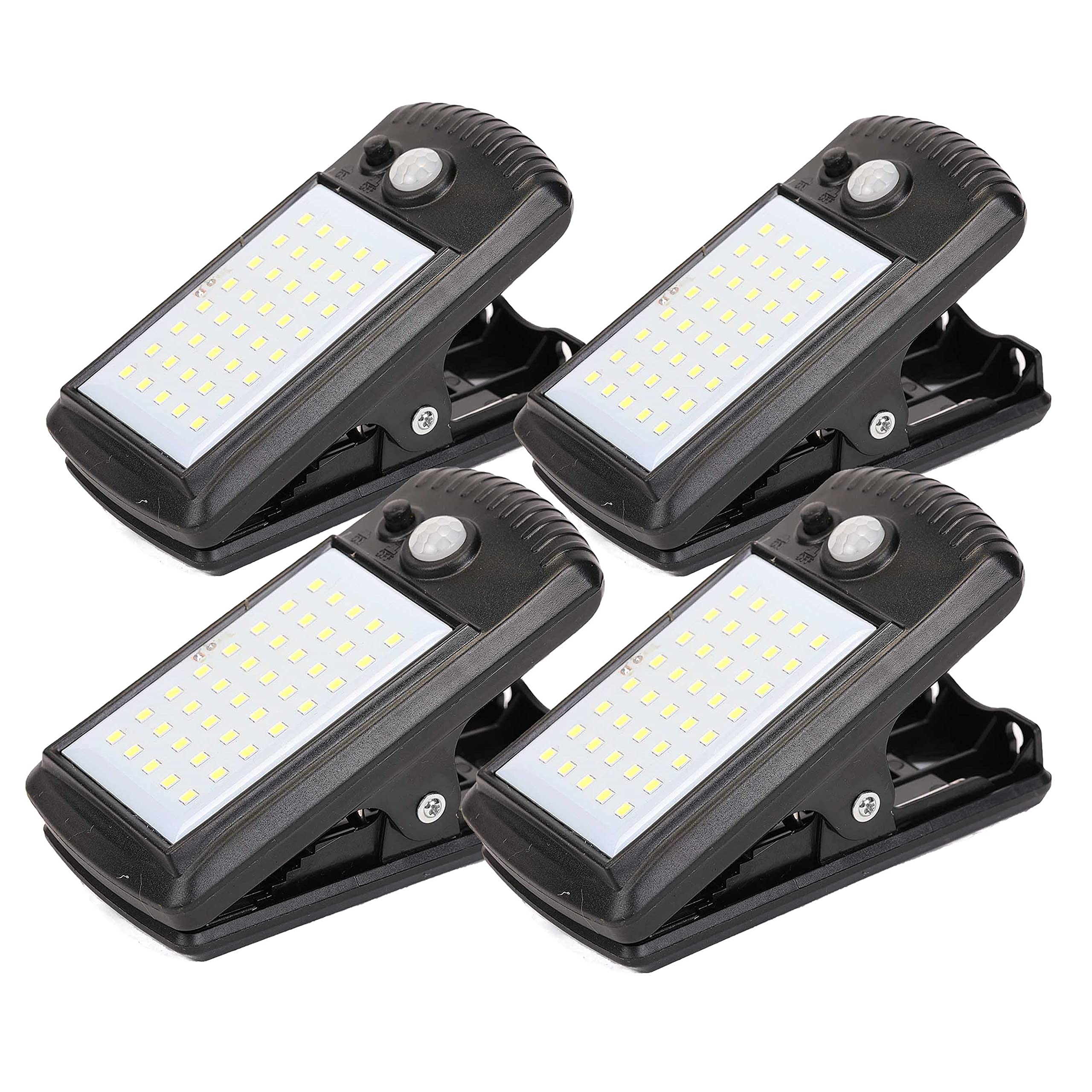 Morestar 4 Pack Solar Motion Sensor Security Clip Lights, Outdoor Waterproof Solar Fence Lights with 40 LED & 2 Modes, Portable 