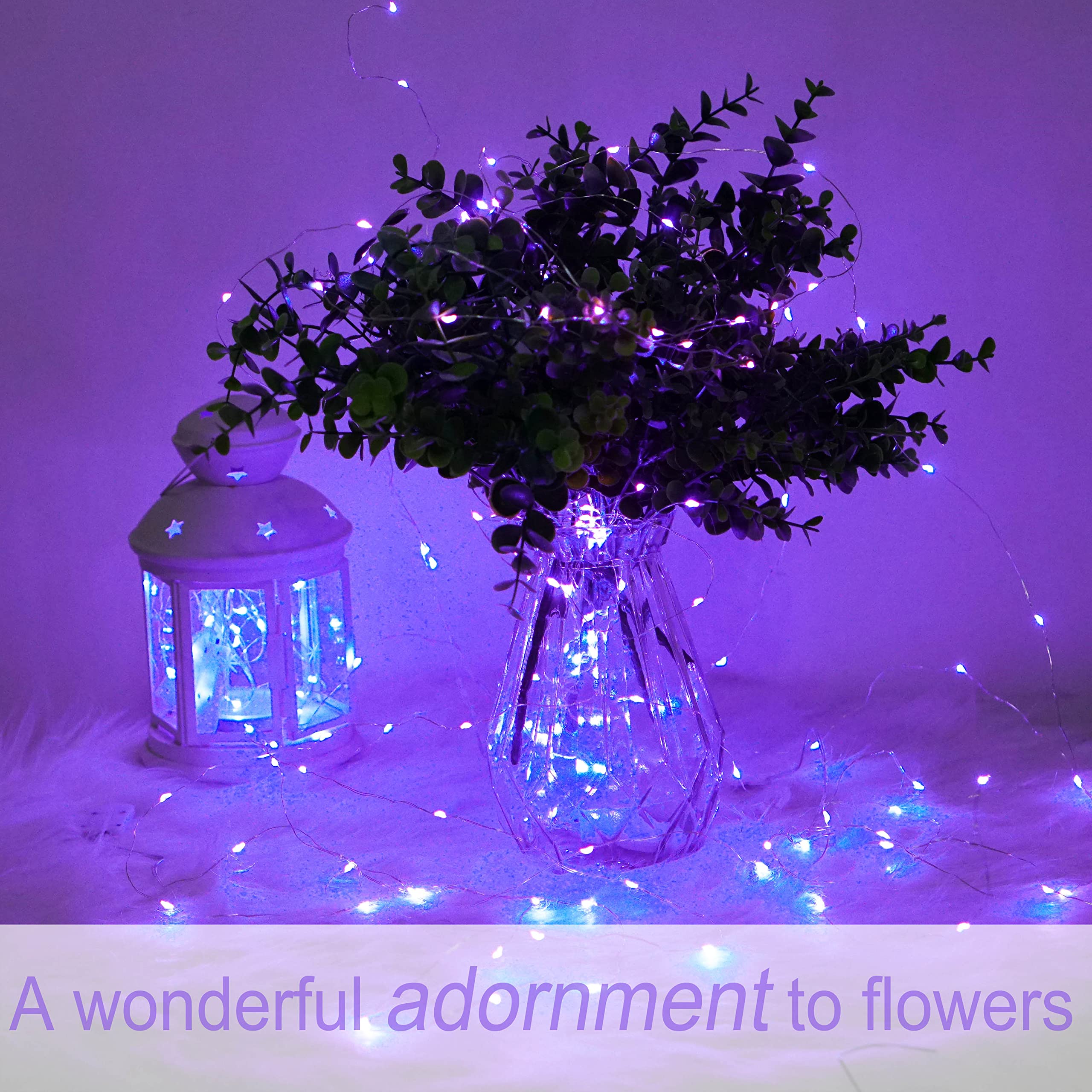 Smilingtown Purple Fairy String Lights 24 Pack, 20 Led, 7.2Ft Copper Wire, Battery Powered