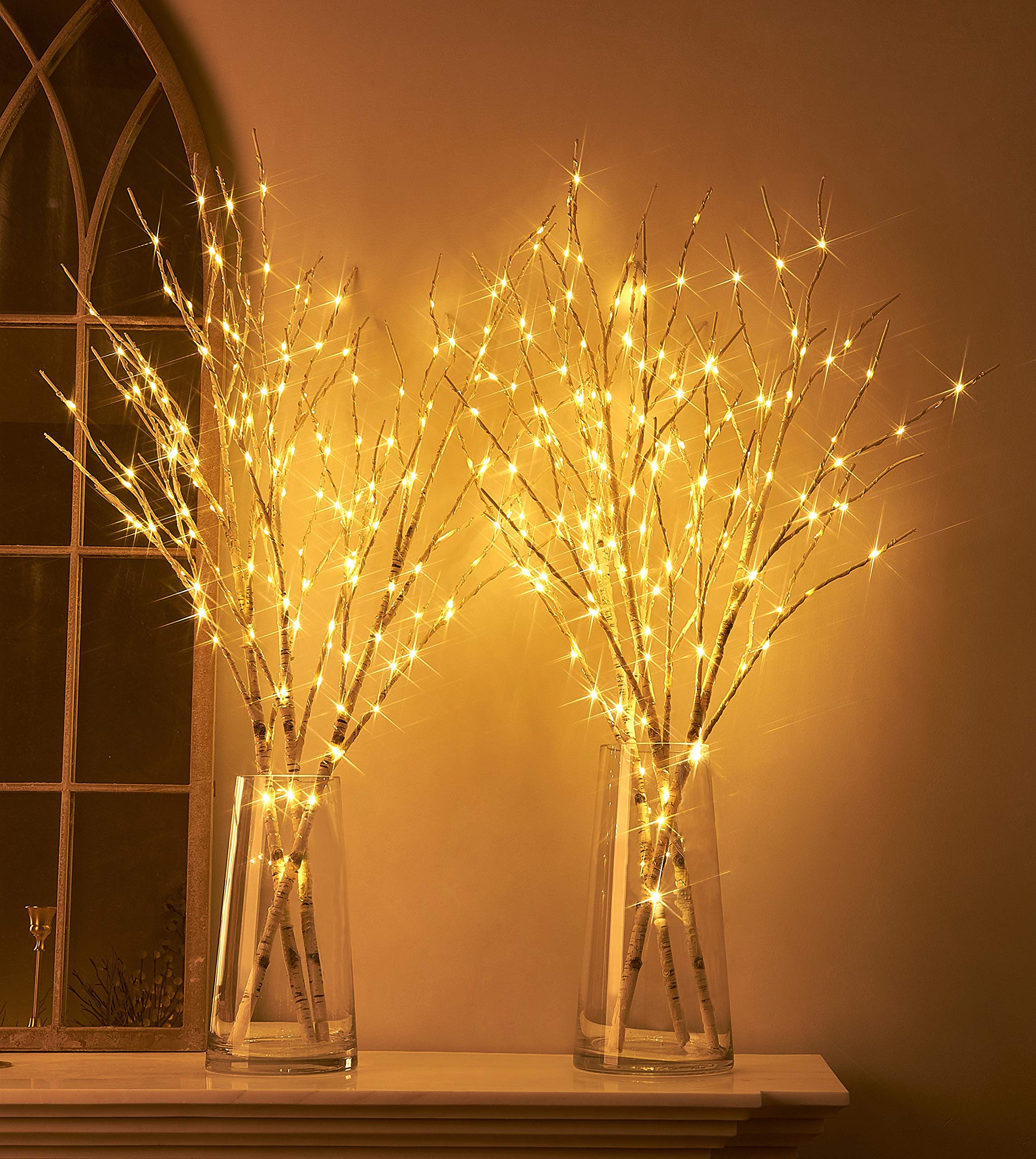 Hairui Lighted Artificial Twig Birch Tree Branch 32in, 150 LED, White, Model JT-DC035V0450-C, Ideal for Christmas Wedding Party Decoration