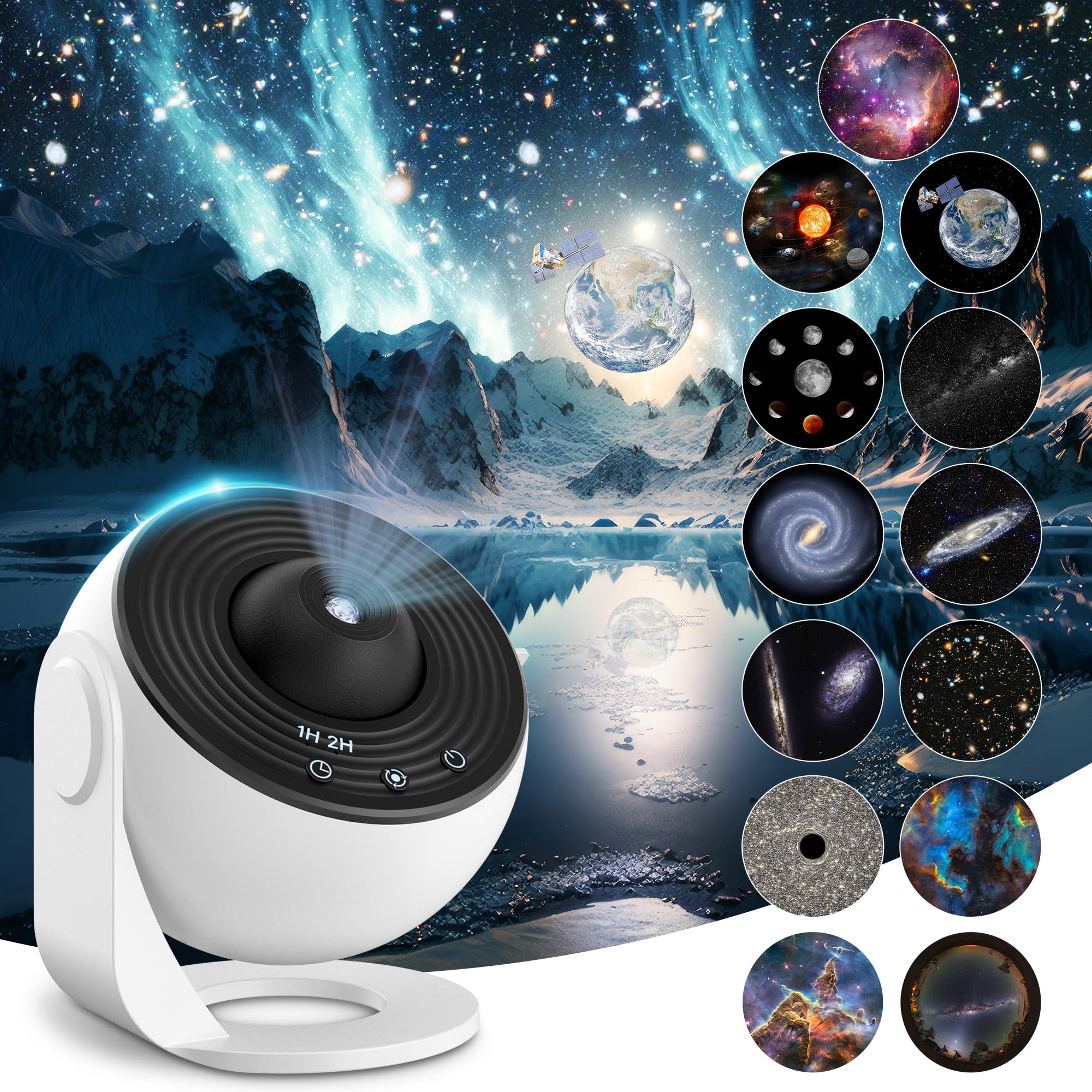 Fussion 13-In-1 Star Projector Galaxy Light, Milky Way Nebula Night Lamp For Kids & Adults - White