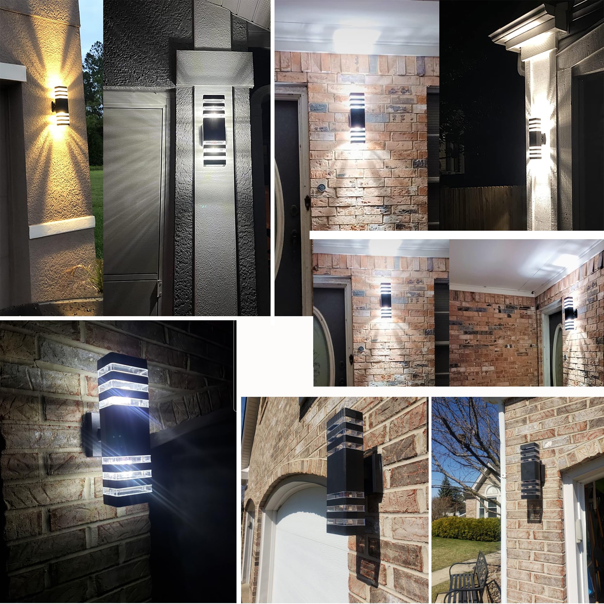 FAISHILAN LED Square Up-and-Down Outdoor Wall Lights, 3-Layer Aluminum, IP65 Waterproof, 14W, 1200 LM, Warm White, 2-Pack