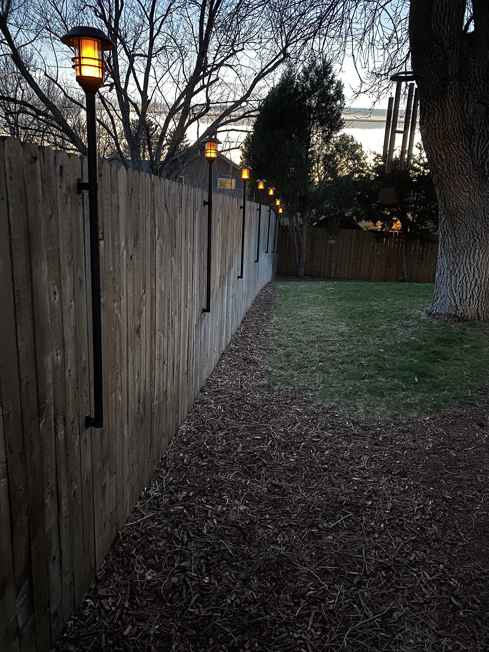 Usa Tiki Torch Deck Or Fence Mount Fits Zoohar Solar Lights Flickering Flame Outdoor Torches And Other 1-1/4” Outside Diameter Poles (4, 2), Black, 1-1/4Inch Od