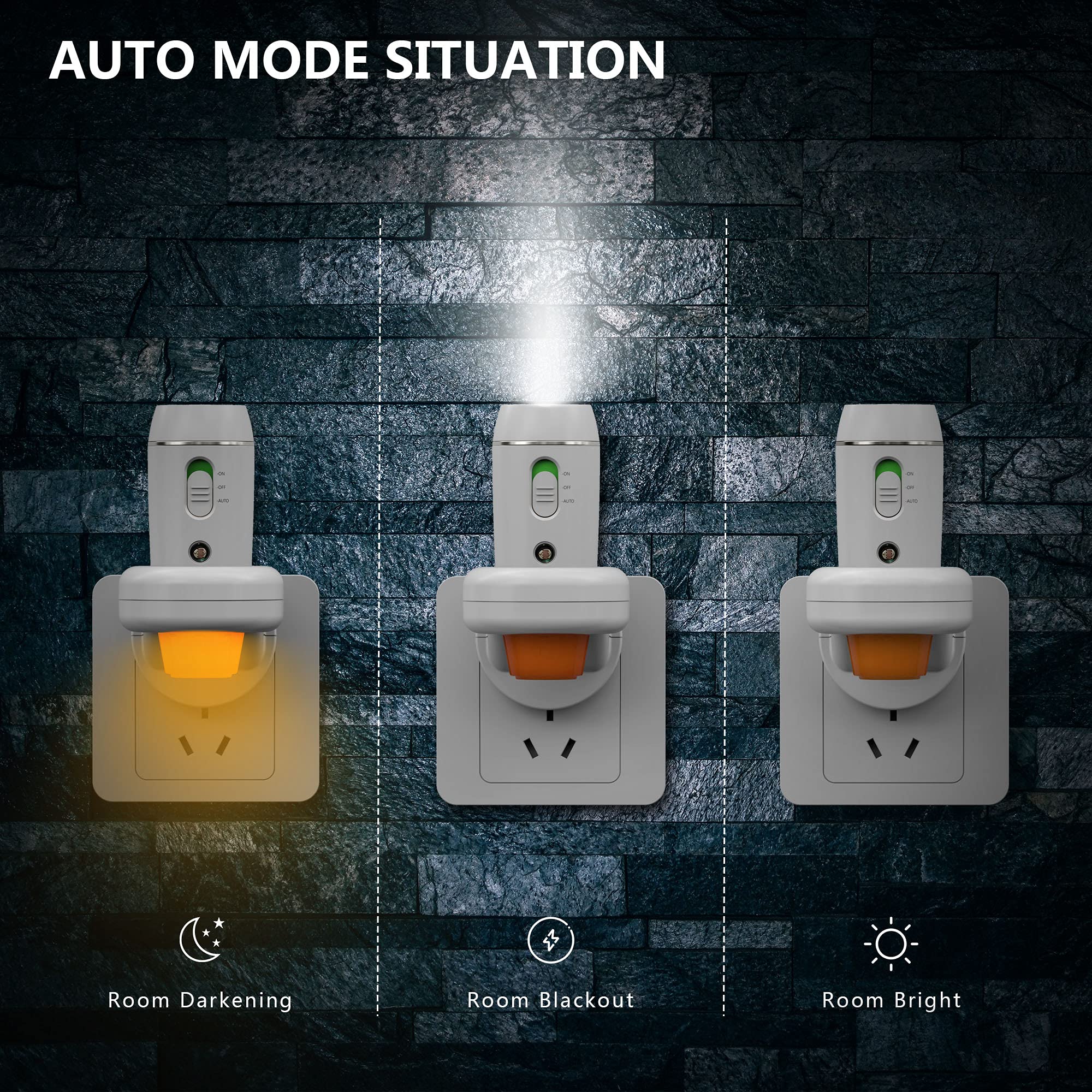 THOVAS Emergency LED Flashlight - 3-in-1 Rechargeable Power Failure Light, Portable Night Light, 2 Pack, Plastic, (L100-2P)