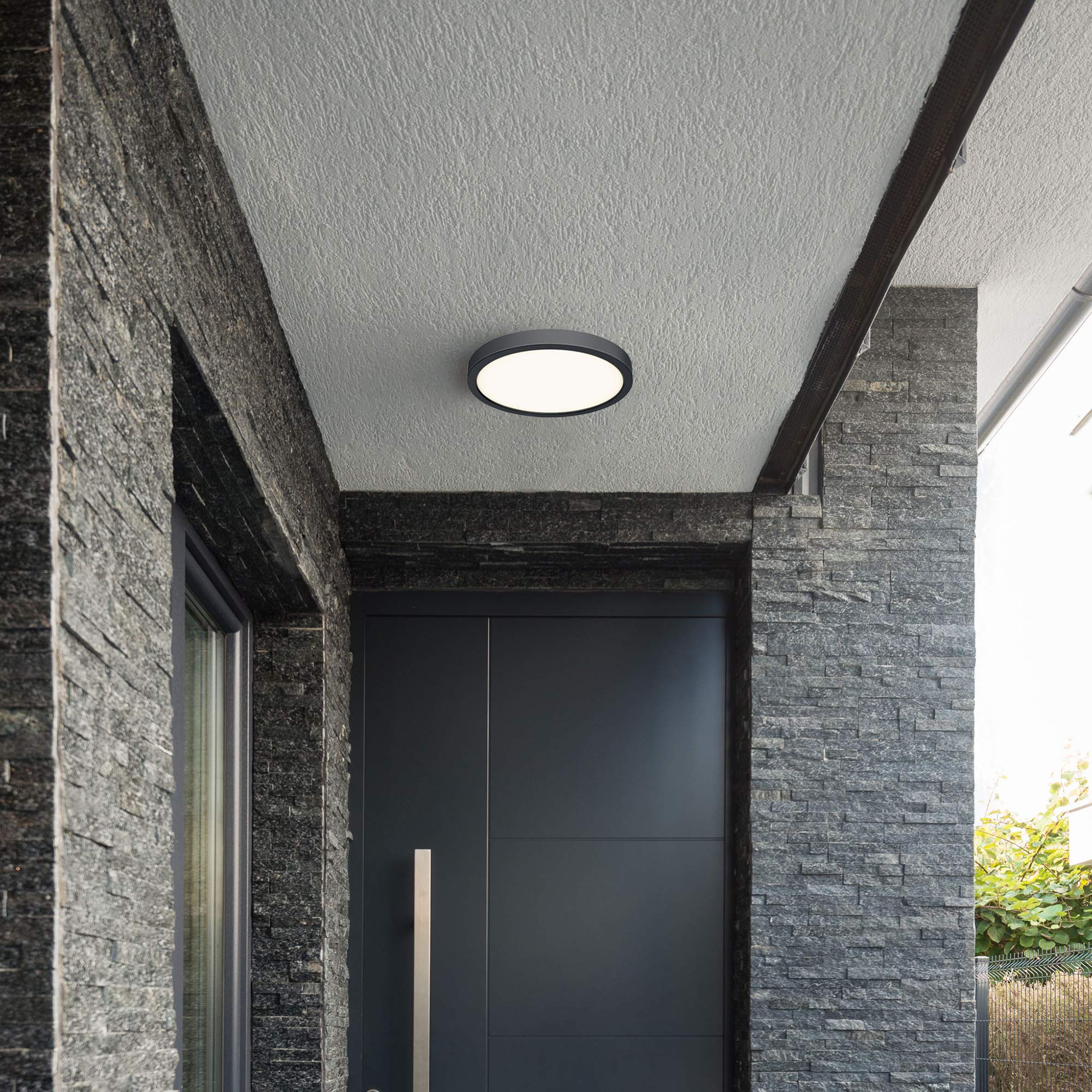 DALS Lighting 6 Inch Round LED Ceiling Flush Mount, Black, Aluminum, Indoor/Outdoor
