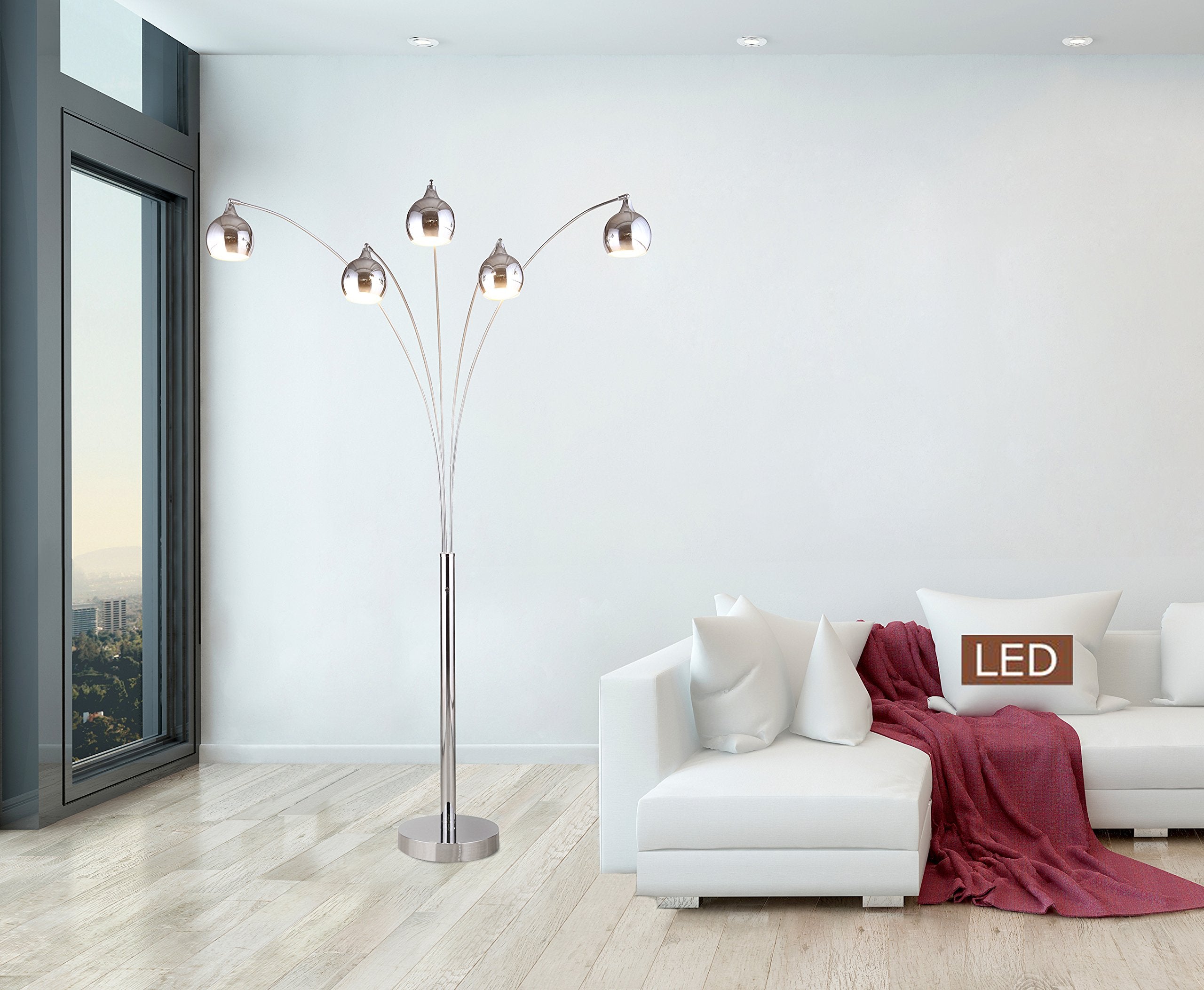 Artiva Usa Led9656Fc Amore Led Arched Floor Lamp, 86&quot;, Chrome