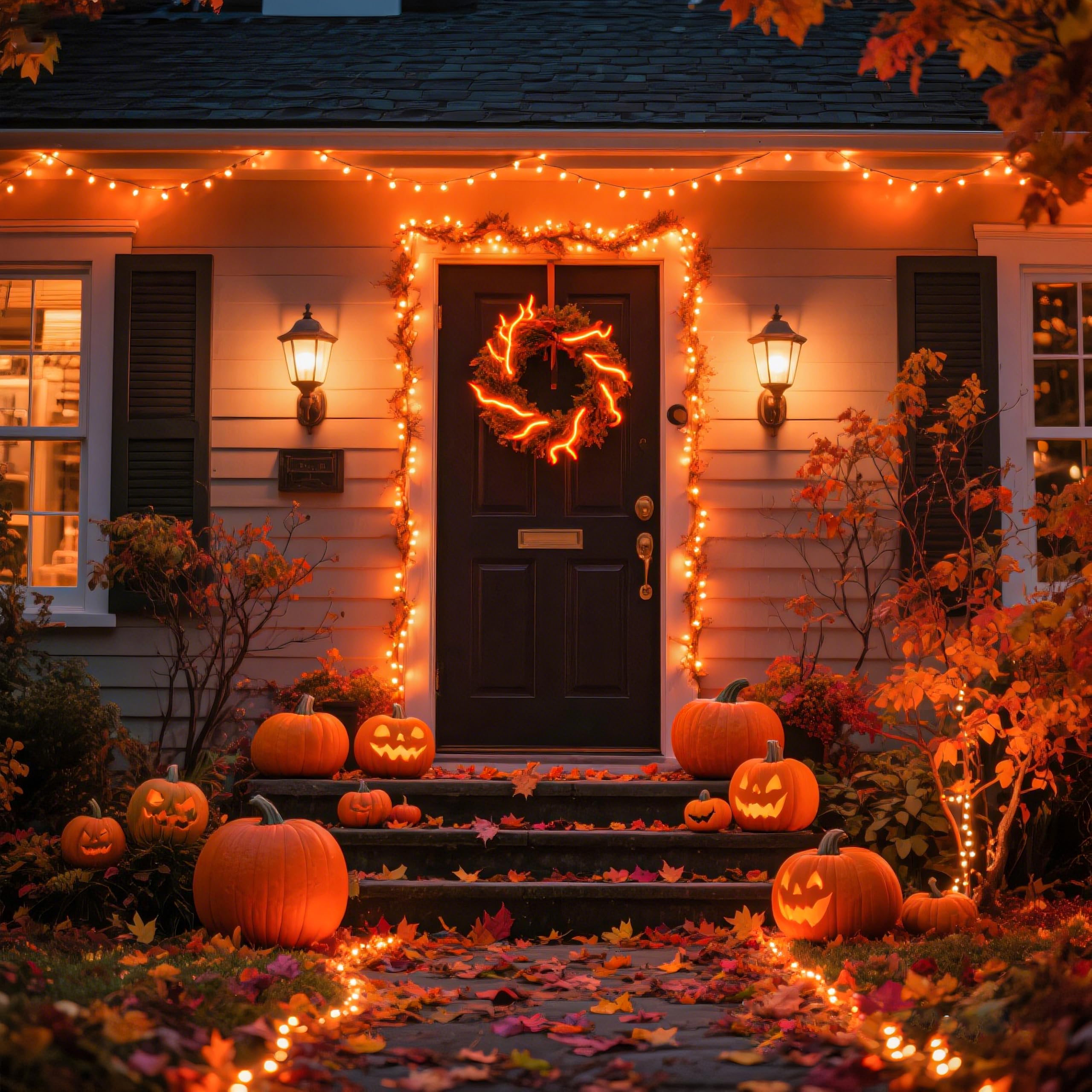 Einiiya 800 Led Christmas Lights Outdoor 262 Ft String Lights Indoor Outdoor Clear Wire With 8 Modes Plug In Waterproof Orange String Light For Christmas Tree Party Thanksgiving Decorations