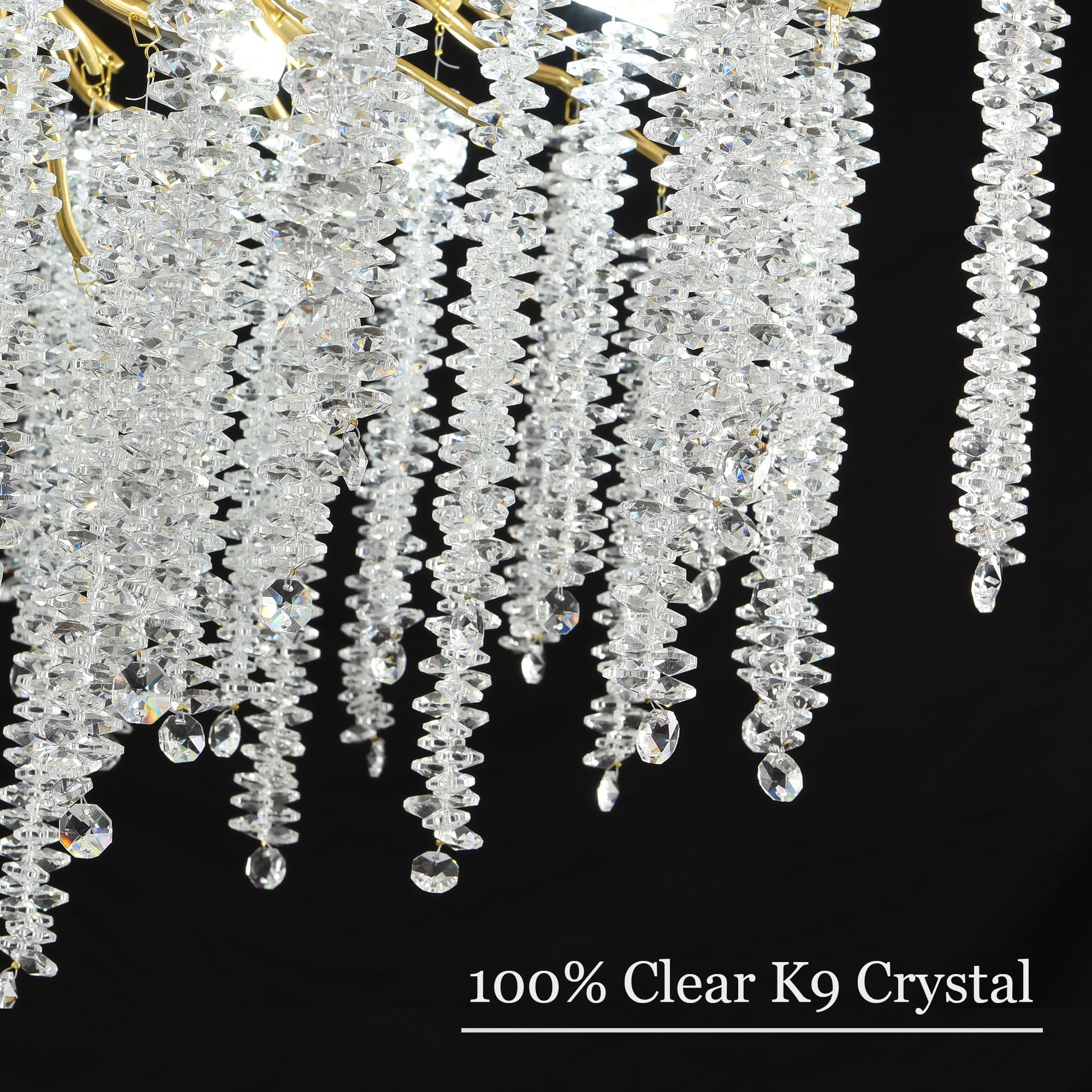 Upfelw Gold Crystal Tree Branch Chandelier, 31.5'' Modern Raindrop Design, 12 Lights for Dining Room, Living Room, Bedroom - Model UBC-G12-0426
