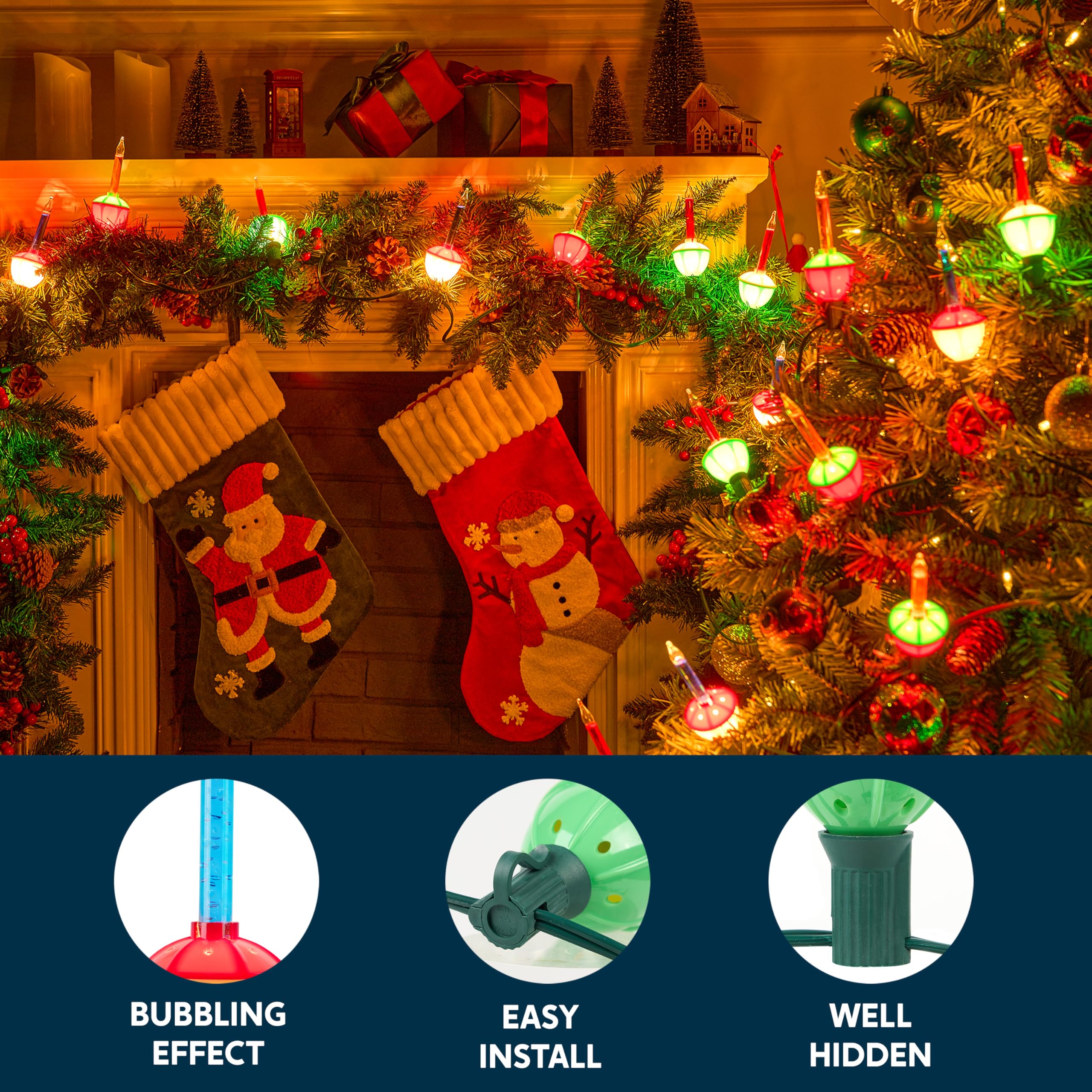 Joiedomi Christmas Bubble String Light, 7 Bubbles Lights, Old Fashion Vintage String Lights For Christmas Tree Fireplace Mantel Holiday Celebration Decorations (Multicolor)