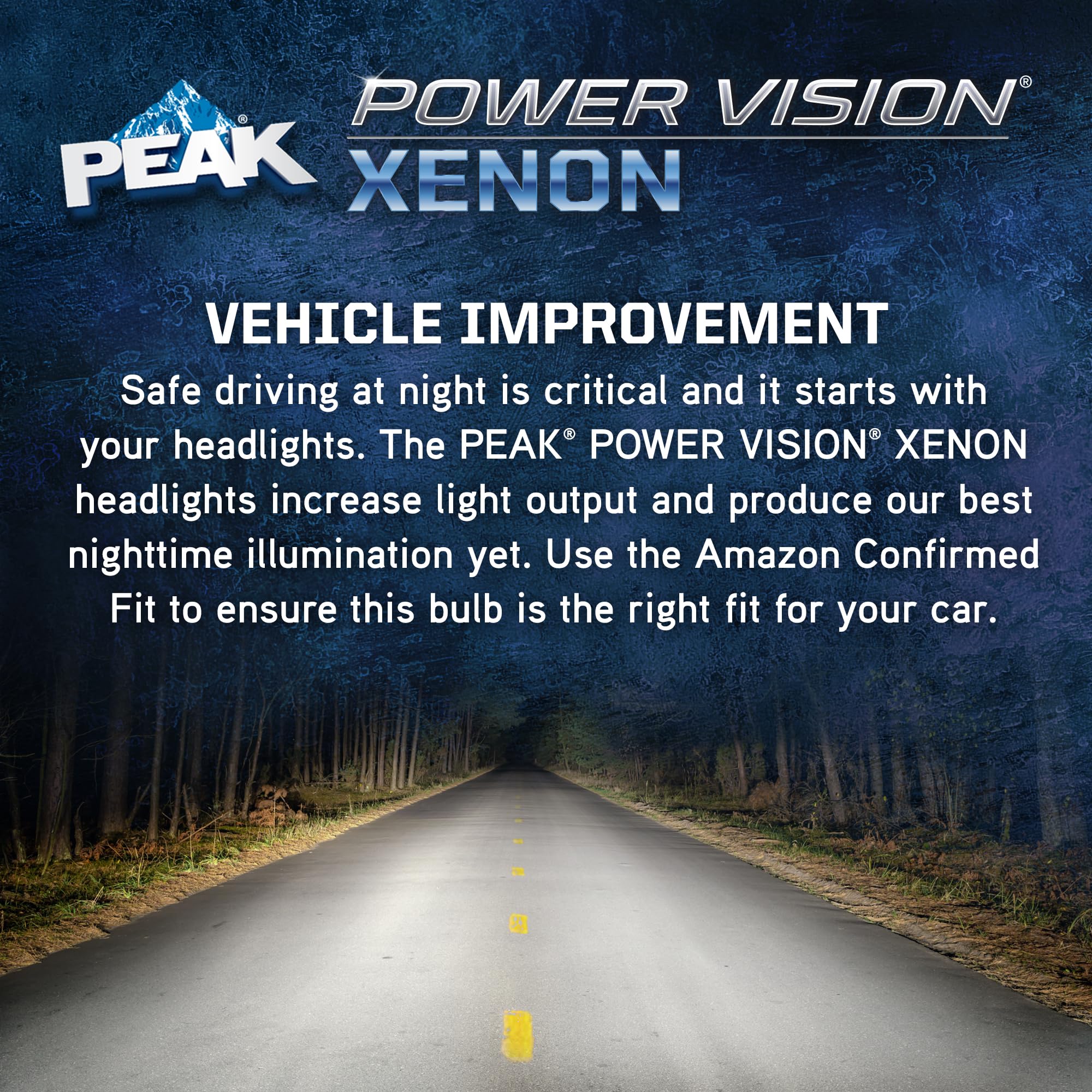 PEAK 9007 Power Vision XENON Headlights, 65/55-Watt, Bright White, 2-Pack, Glass