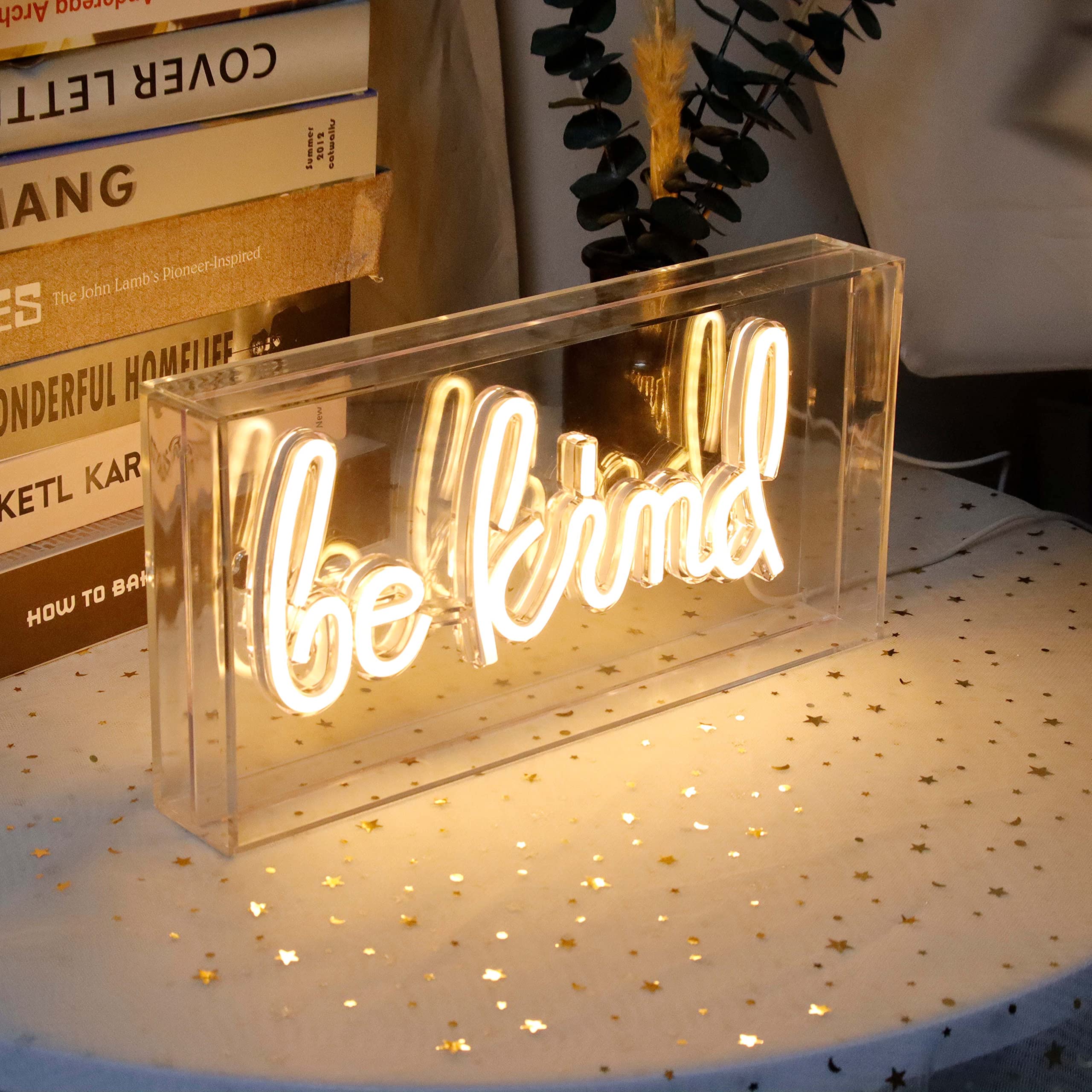 Heliwey Neon Letters Sign - Be Kind Acrylic Wall Decor - Warm White - Perfect for Girls Room, Home, Pub, Hotel, Beach, Christmas Gift