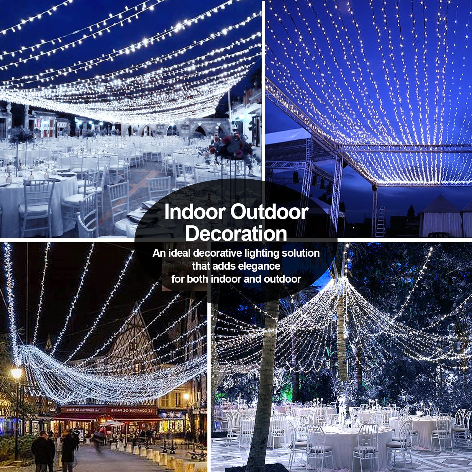 200 Ft 500 Led Christmas Lights Outdoor Decorations Super Long Fairy Lights Waterproof 8 Modes Timer Clear Wire String Lights For Outside House Tree Patio Yard Wedding Party Holiday-Cool White