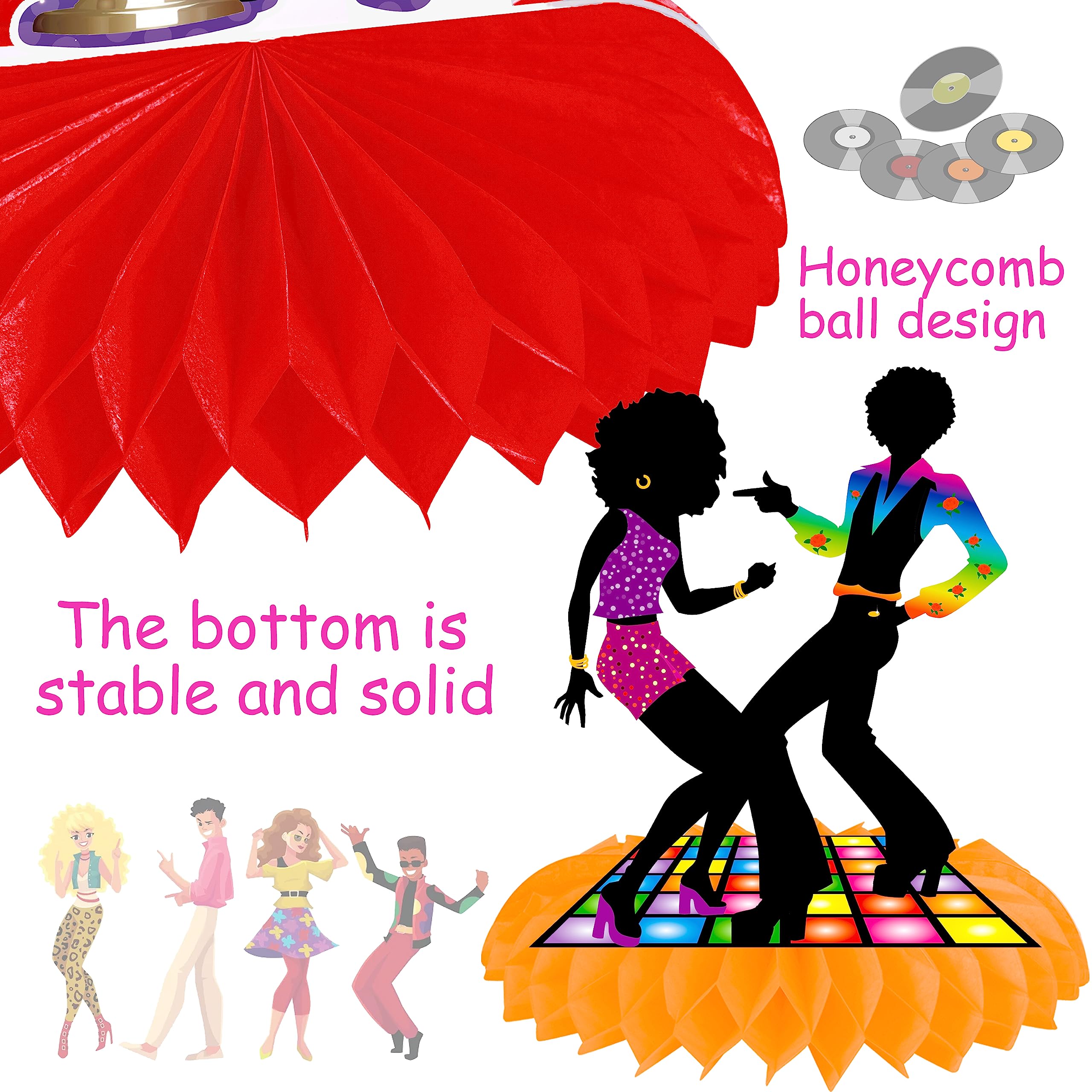 10Pcs 70s Disco Honeycomb Centerpieces Disco Fever Party Decorations Dancing Queen Party Table Centerpieces 70s Party Supplies 1