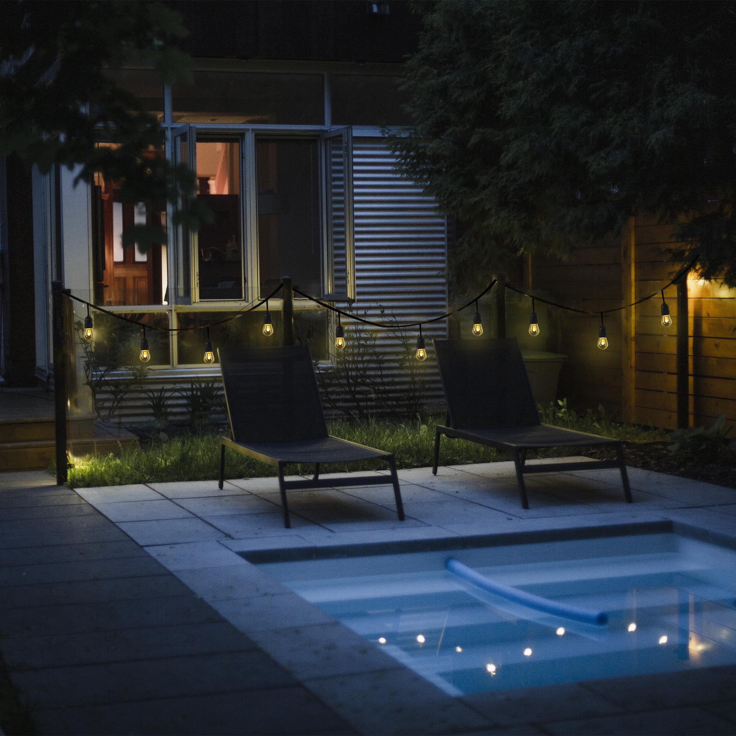 Feit Electric LED String Lights, 12ft Commercial Grade, 6 Sockets, 1800K Soft White, Model SL12-6/FLAME, 15,000-Hour Lifetime
