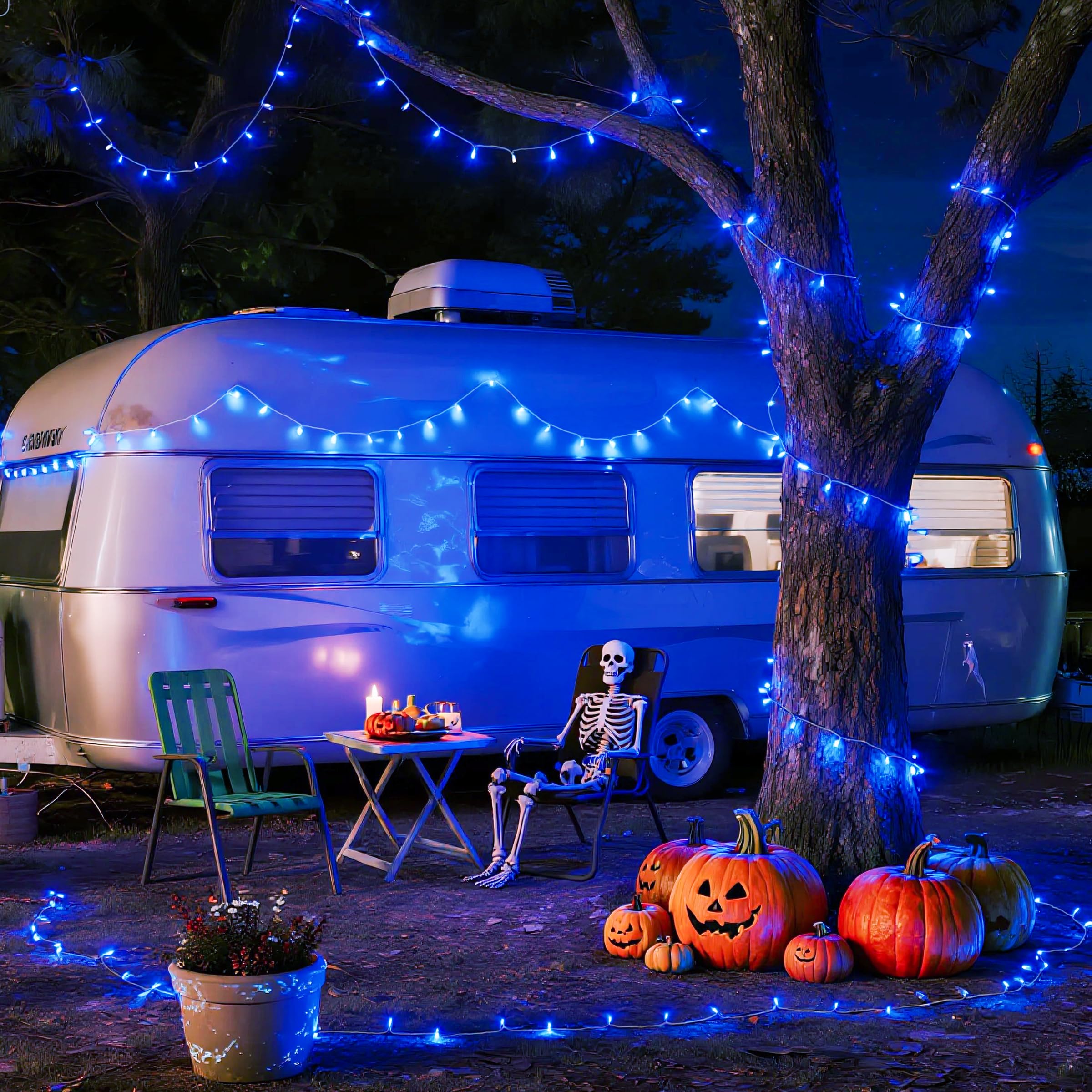 JMEXSUSS 100 LED Blue Christmas Lights, Clear Wire, 33ft, 8 Modes, Indoor/Outdoor, Model EXS-S-0100