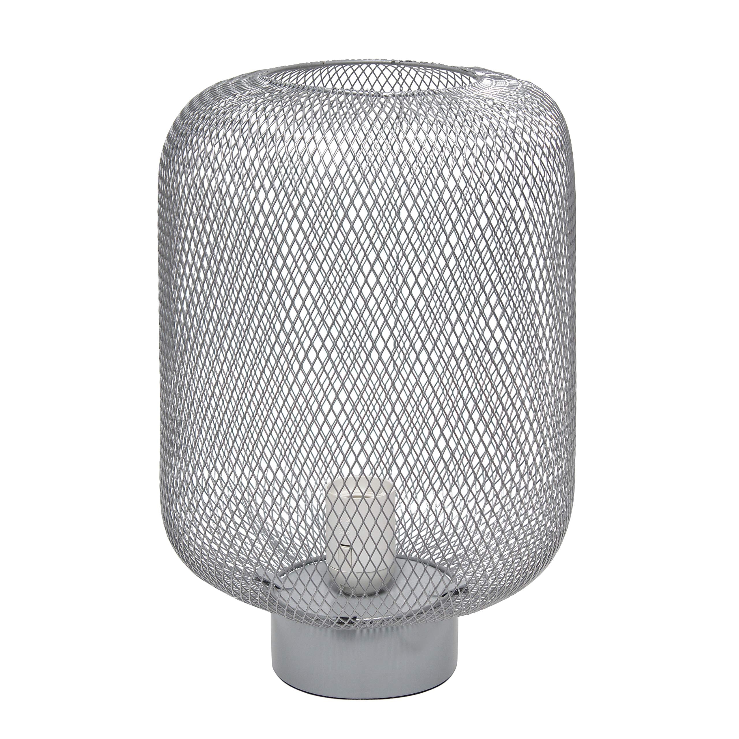Simple Designs Lt1072-Gry Metal Mesh Industrial Table Lamp, Gray