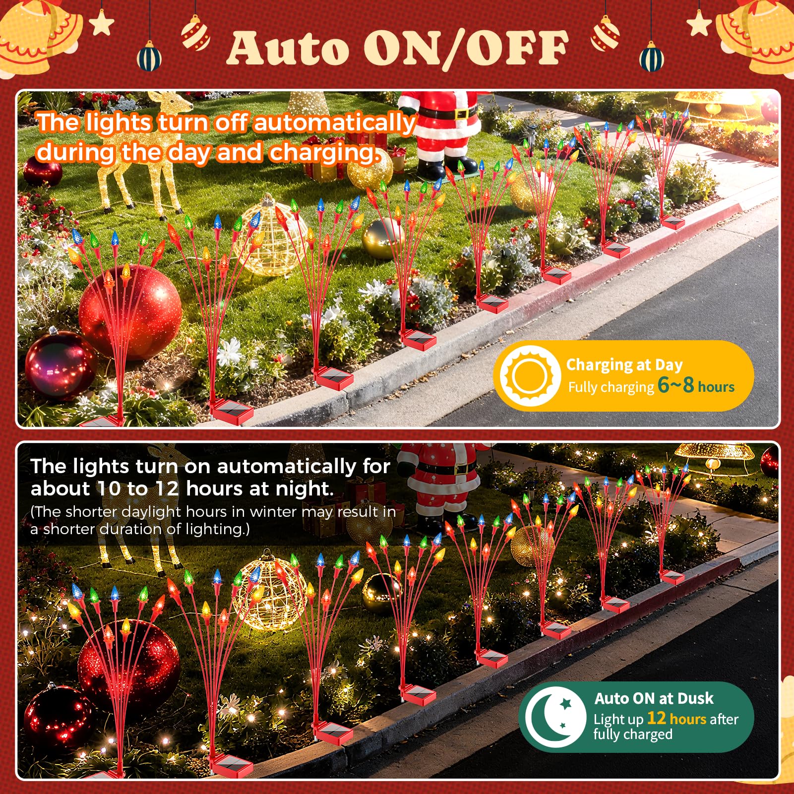 TopVelo Christmas Berry Solar Garden Lights - 2 Packs, Auto ON/OFF, Red and Pink, Plastic, Model: chritsmasberry