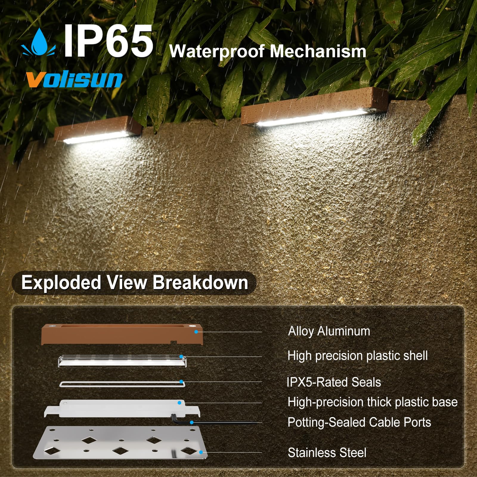 VOLISUN 12 Pack 7" Waterproof LED Hardscape Lights, 12V Paver Step Lights, 5000K Daylight, Aluminum, Model JXL-ST0703
