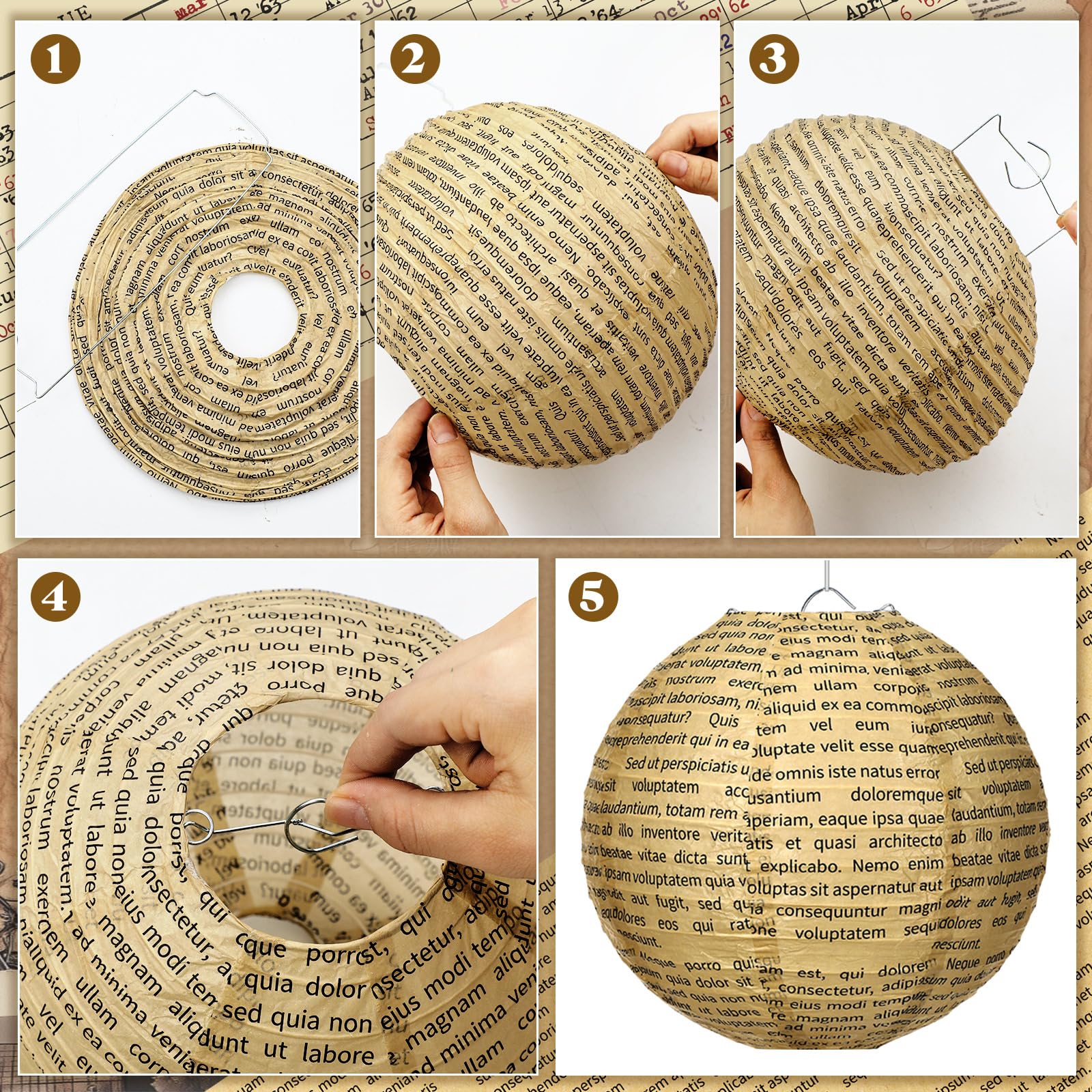 Baquler 12 Pcs Vintage Book Hanging Paper Lanterns Party Decorations, 8 Inch Round Paper Lanterns Ceiling Decor for Classroom We
