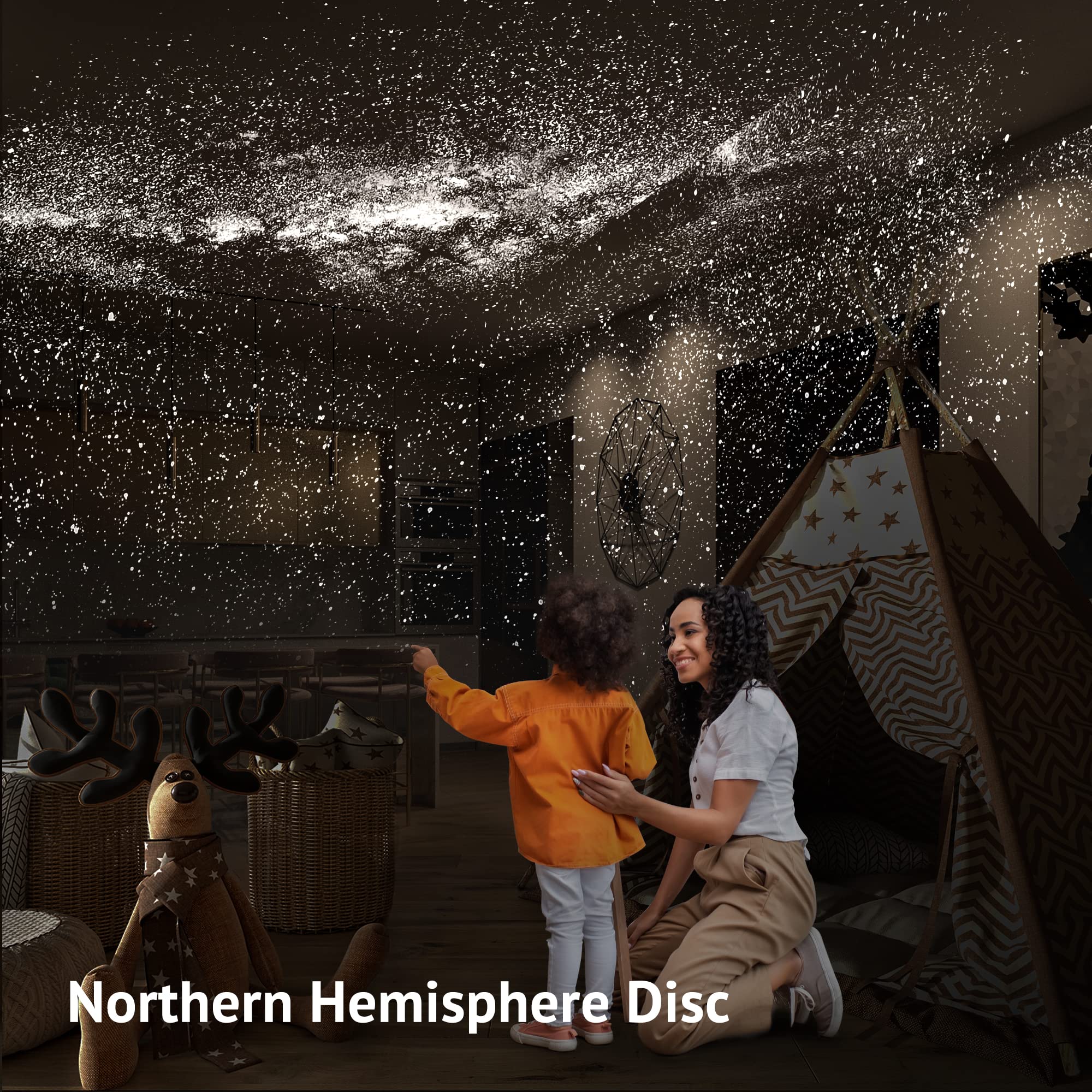 LaView Star Projector LV-X2-B - HD Galaxy Night Light with Remote, Black, 3-Level Silent Rotation, Includes 6K Replaceable Discs