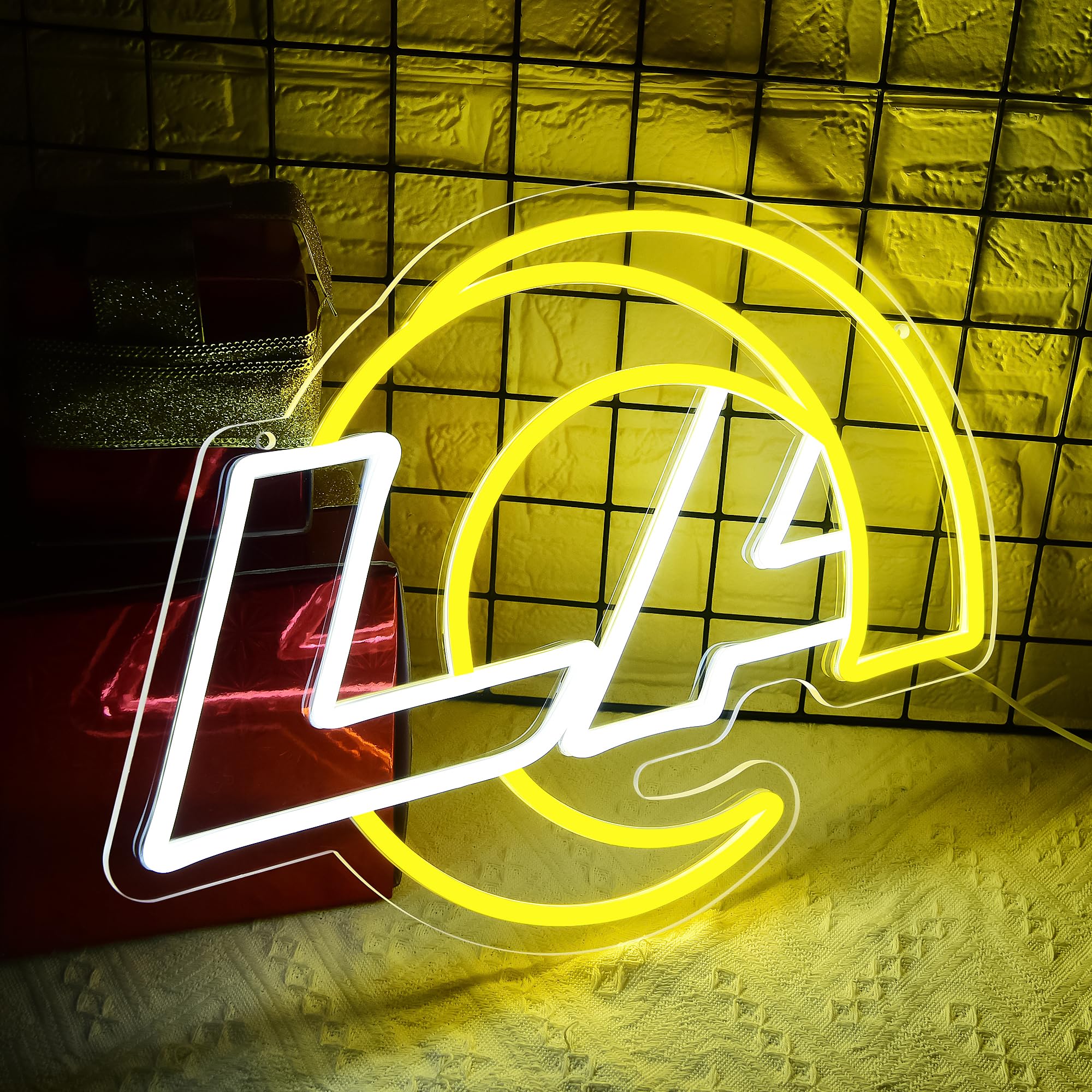 Brineon Football Neon Sign - LED Wall Decor for Man Cave, 16.1"x11.8", Yellow Acrylic Light for Bedroom, Party, Club, Rugby Fans