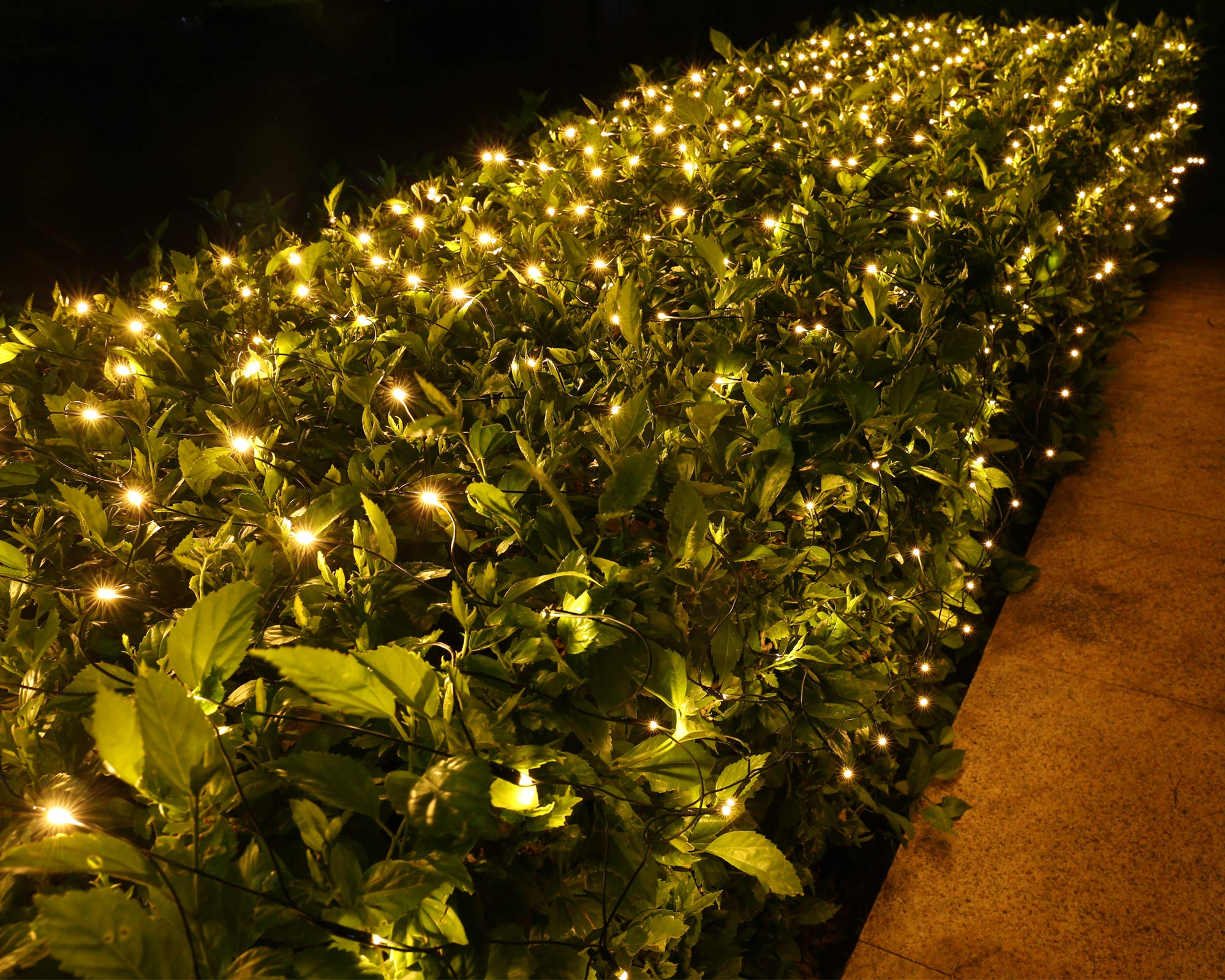 Joomer Christmas Net Lights - 12FT x 5FT, 360 LED, Waterproof, 8 Modes, Green Wire, Warm White