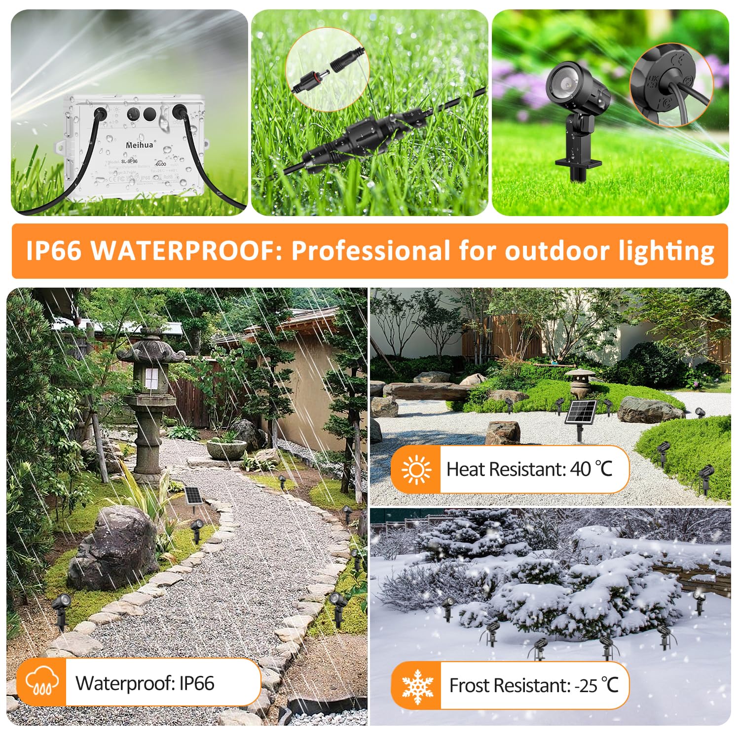 Meihua Solar Spot Lights Outdoor Garden, 4 In 1 2700K/4000K/6500K Adjustable Led Solar Powered Spotlight, Ip66 Waterproof Solar Landscape Spotlights 3 Brightness For Garden Pathway Yard Tree