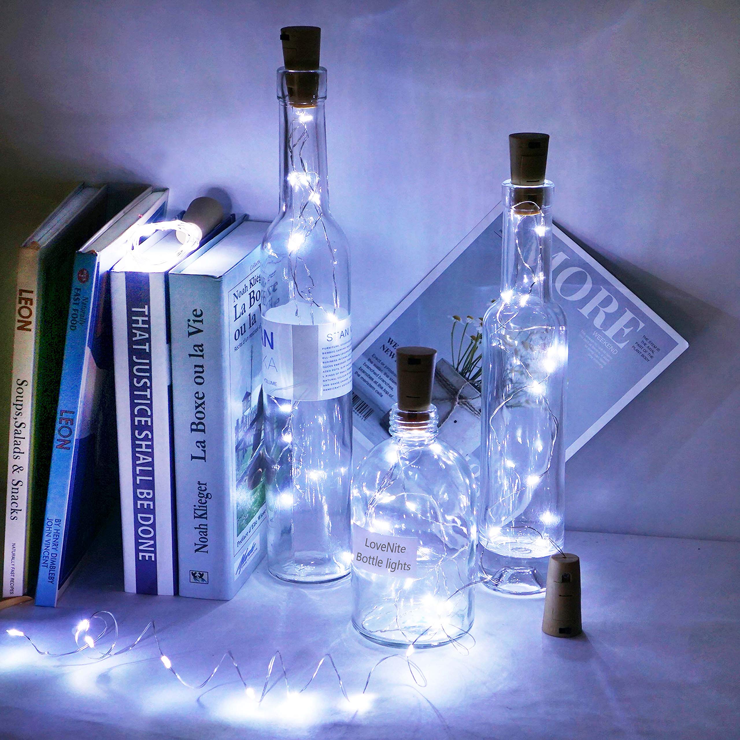 Lovenite Wine Bottle Lights With Cork  Battery Operated 30 Pack 20 Led Cork Shape Silver Wire Fairy Mini String Lights(No Bottles) For Diy  Party  Decor  Christmas  Halloween Wedding (30  Cool White)