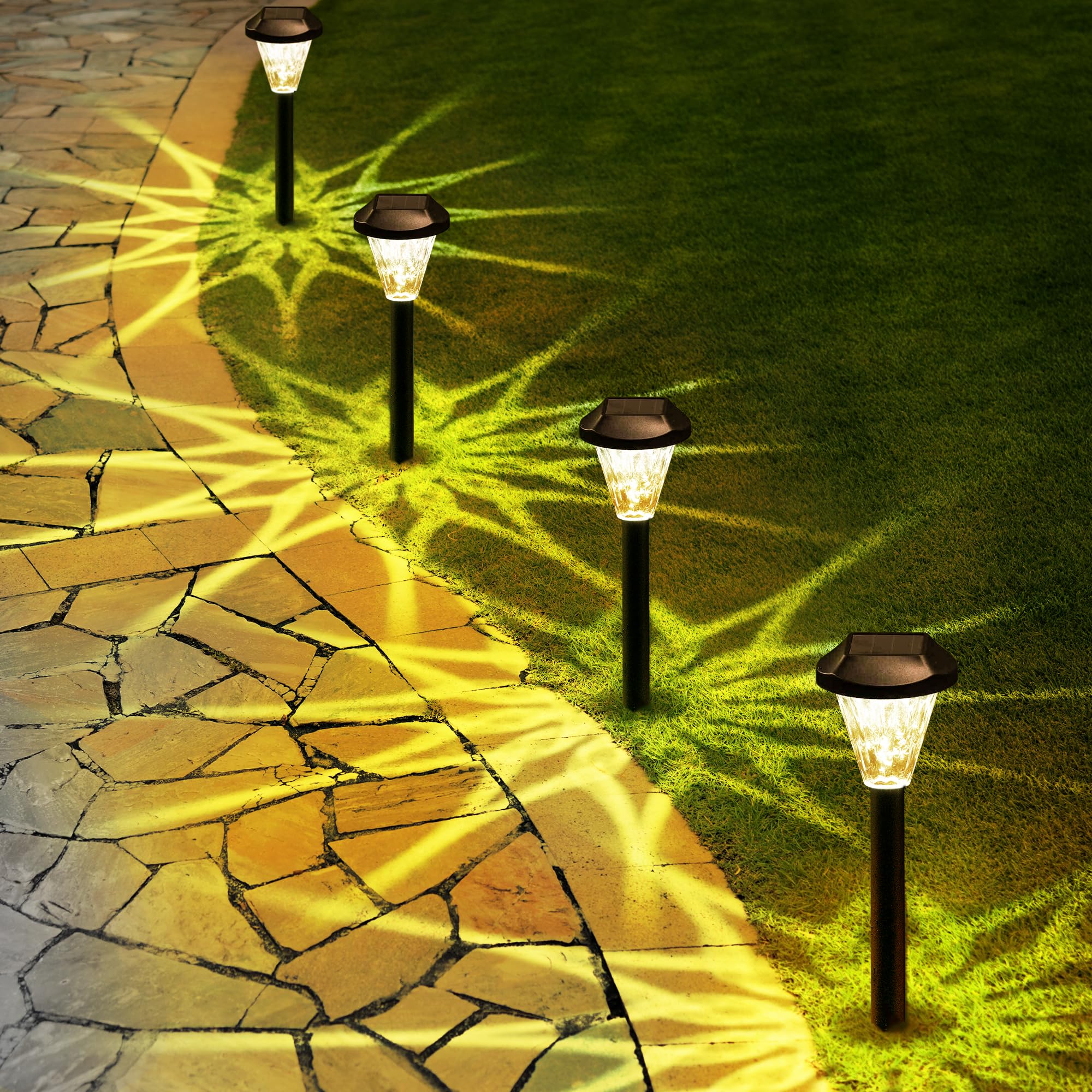 GIGALUMI Solar Lights Outdoor 10 Pack, Waterproof Warm White Garden Lights, Model 9426 for Patio, Lawn, Yard, Landscape