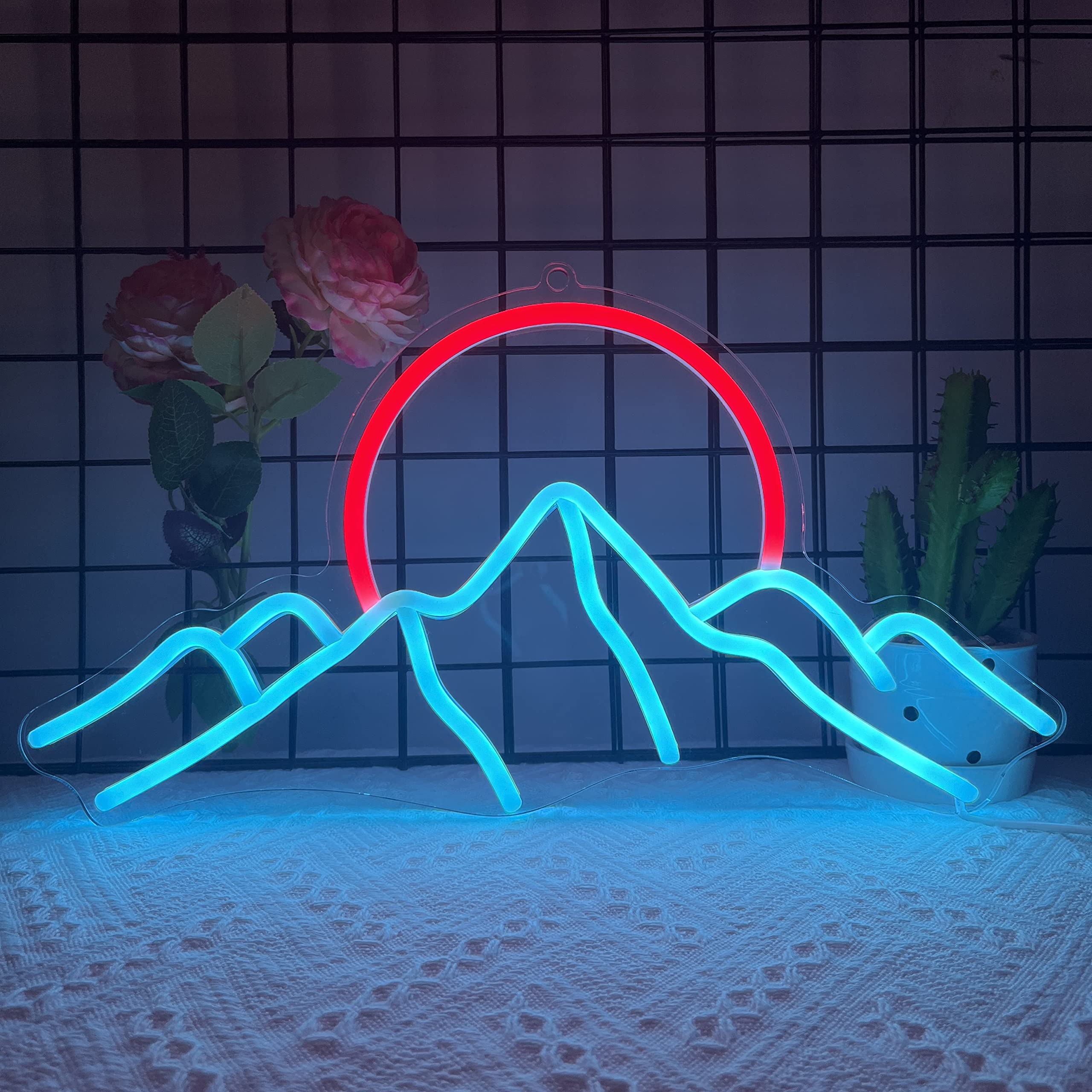Anywin Mountain Neon Sign, Dimmable LED Wall Decor, Acrylic Art for Living Room, Bedroom, Gaming Room, Model AW-NH006