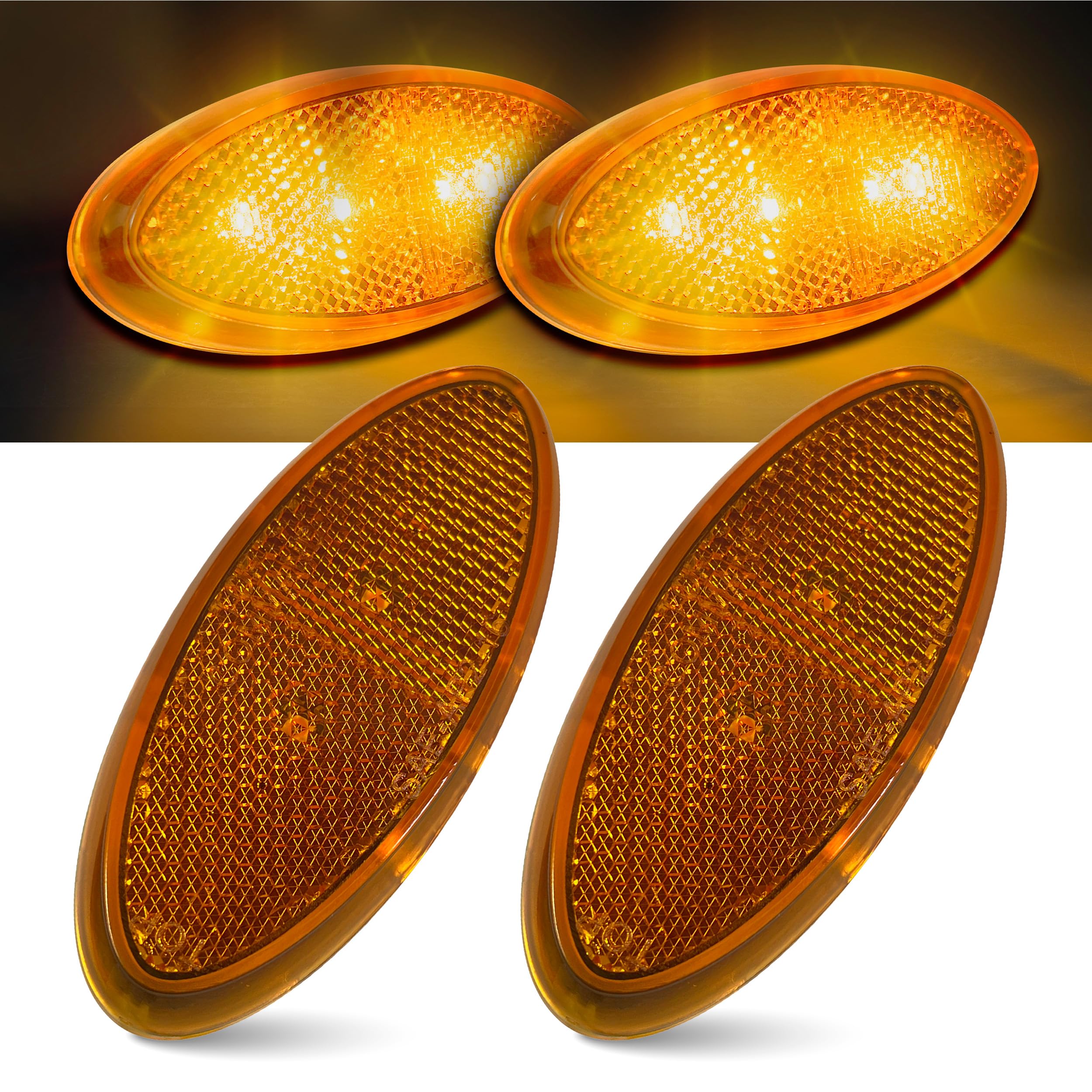 Command Electronics 12V LED RV & Trailer Clearance Light - Amber - Surface Mount - 2 Pack - Polycarbonate - Made in USA