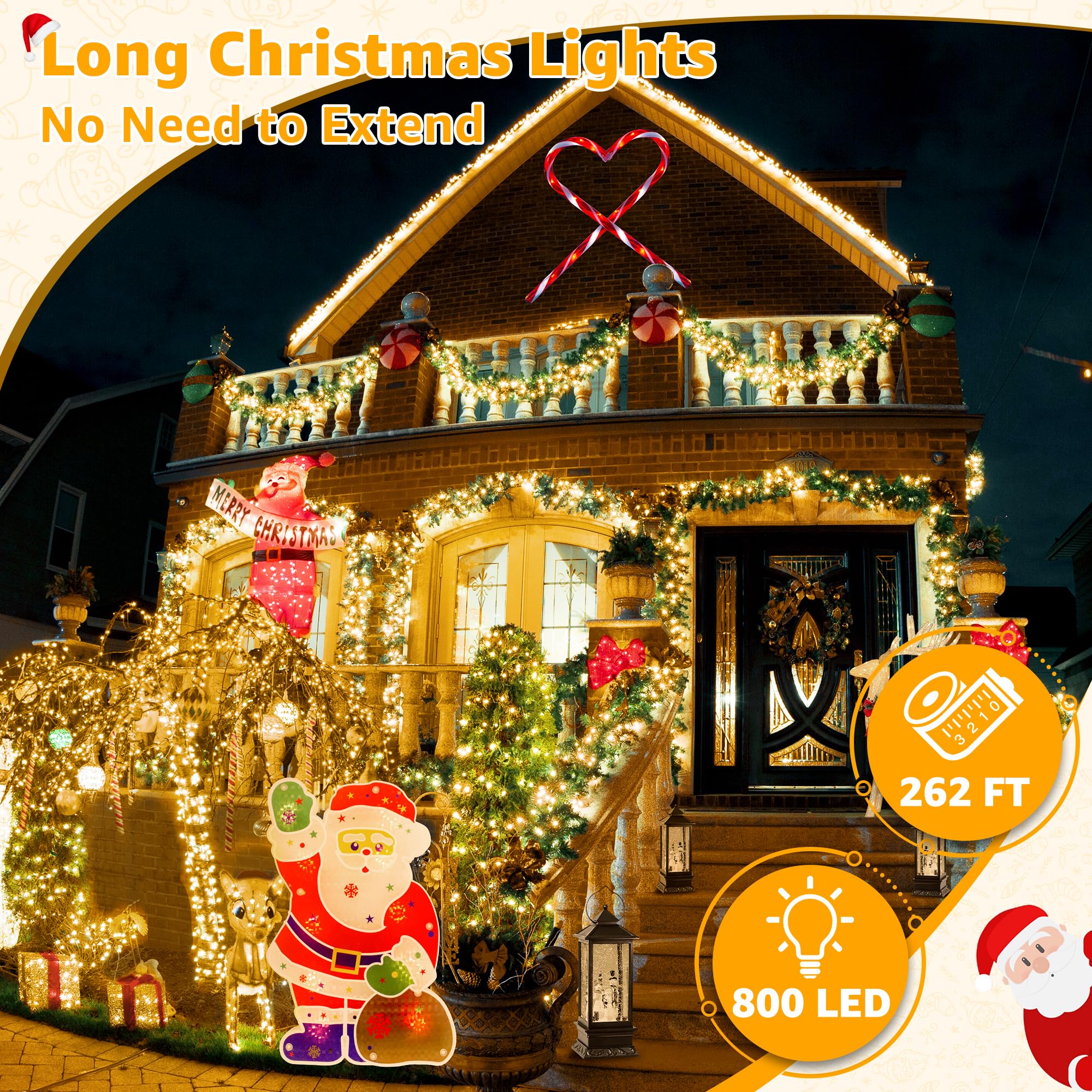 Ollny 800Led Warm White Outdoor Christmas Lights, Waterproof Dimmable Fairy Lights With Remote, Model Hg-29V802C