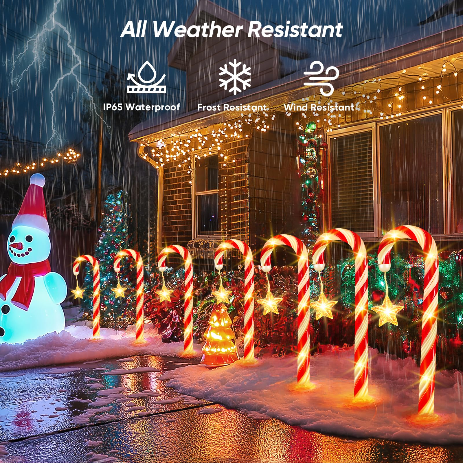 Christmas Decorations Solar Lights Outdoor: 12 Pack 8 Modes Solar Christmas Lights, Outside Waterproof Solar Powered Candy Cane