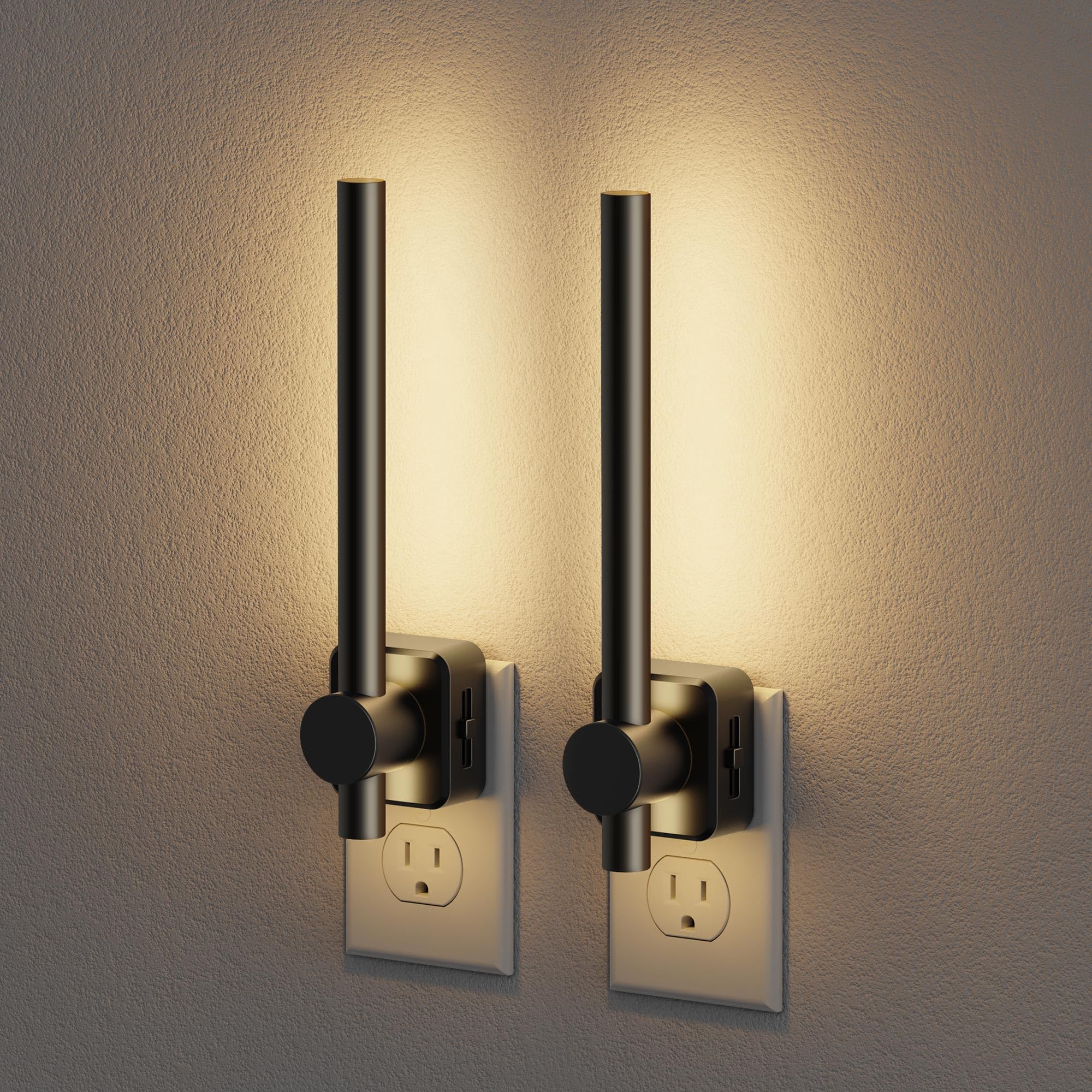 JandCase Night Lights Plug into Wall,0-200LM Dimmable LED Nightlights, 2 Pack Soft White 3000K Vanity Night Light with Auto Ligh