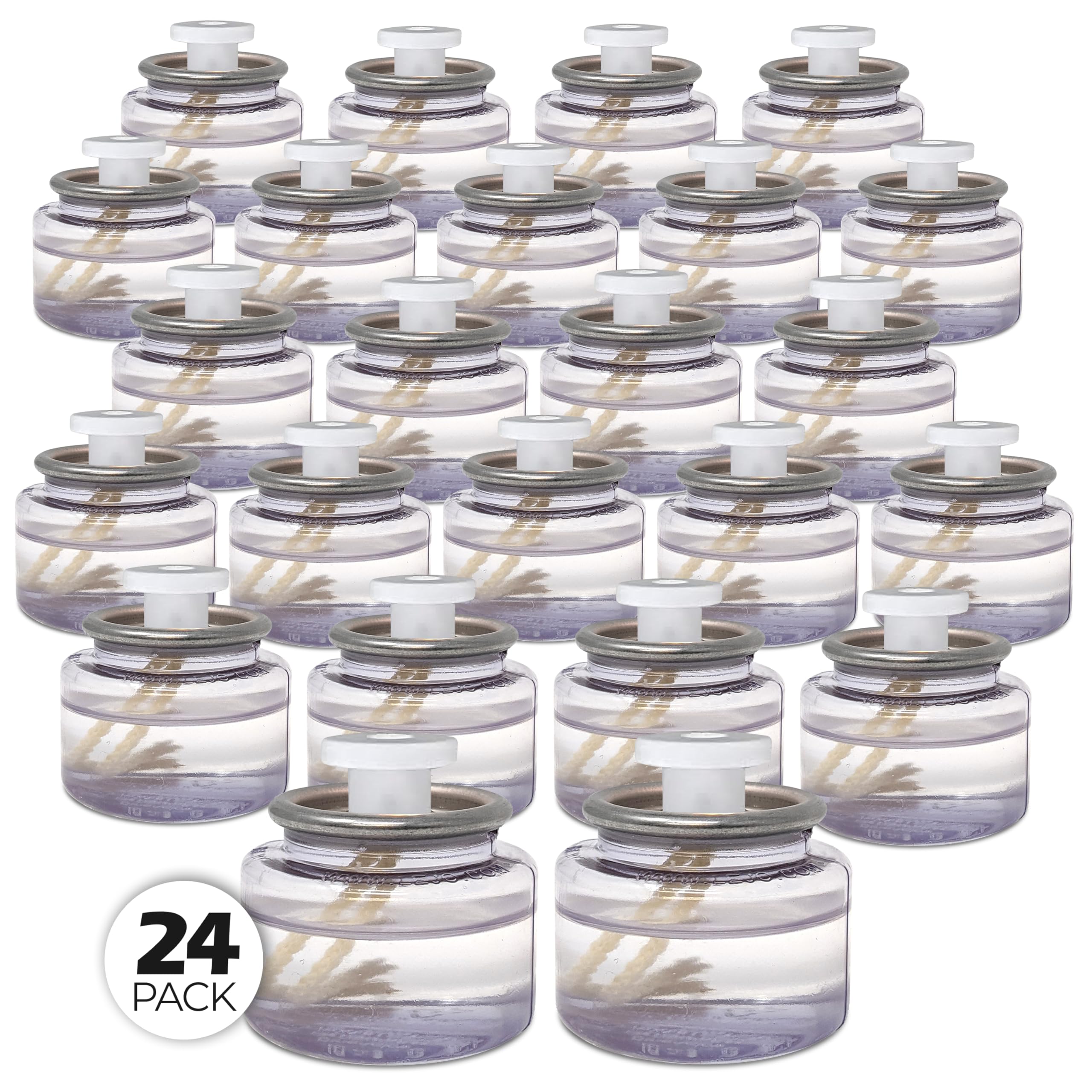 Hyoola Oil Candles - 24 Pack Disposable Liquid Paraffin Tea Lights - 8 Hour Clear Candles for Restaurants & Emergencies