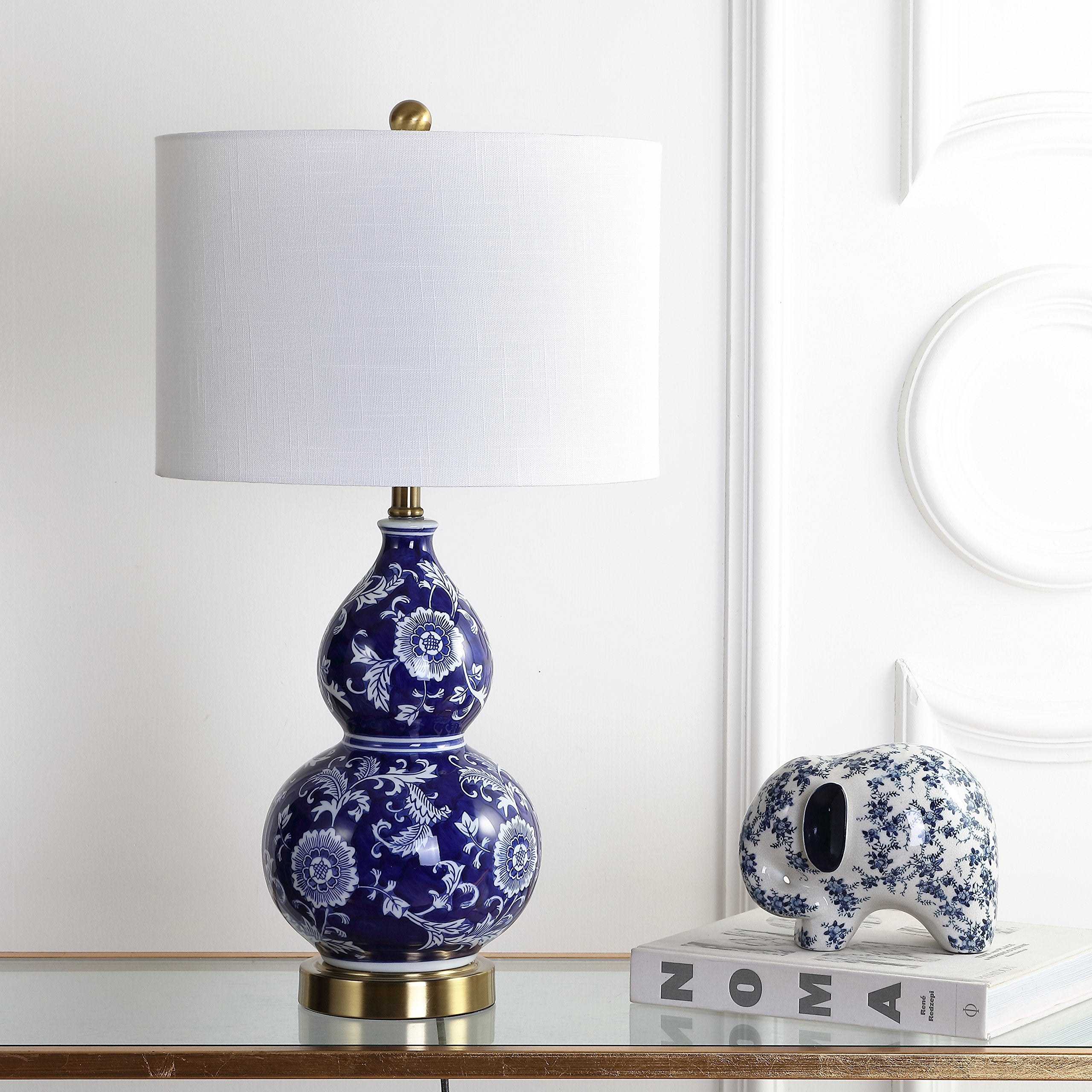 Jonathan Y Ceramic Chinoiserie Led Table Lamp, 27 Blue/White, Model Jyl3003A For Bedroom, Living Room, Office, Led Bulb Included