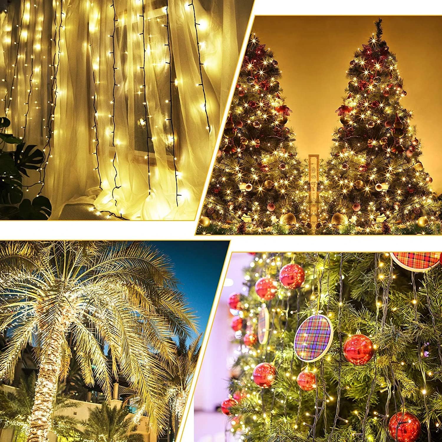 Quwin Waterproof Led Outdoor Christmas String Lights, 279Ft 800 Led Ul Certified 8 Modes With End-To-End Plug, Indoor & Outside Fairy Light For Christmas Tree, Patio, Wedding, Party (Warm White)