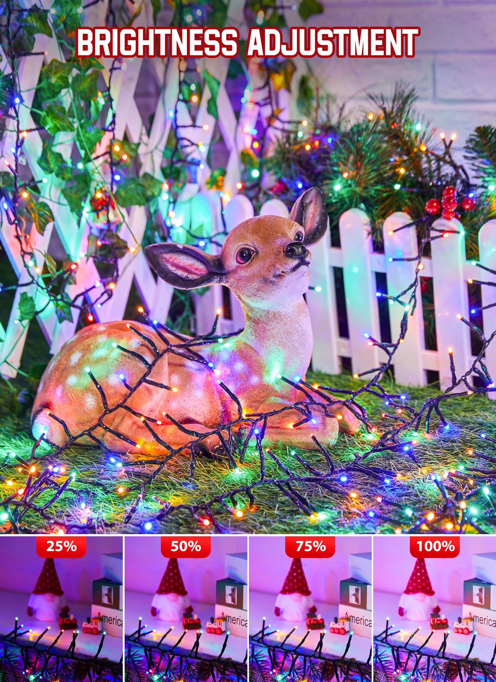 Christmas Tree Lights Outdoor Cluster Lights - 1000 Led 50 Ft Christmas Firecrackers String Lights, 8 Modes Timer Remote Waterpr
