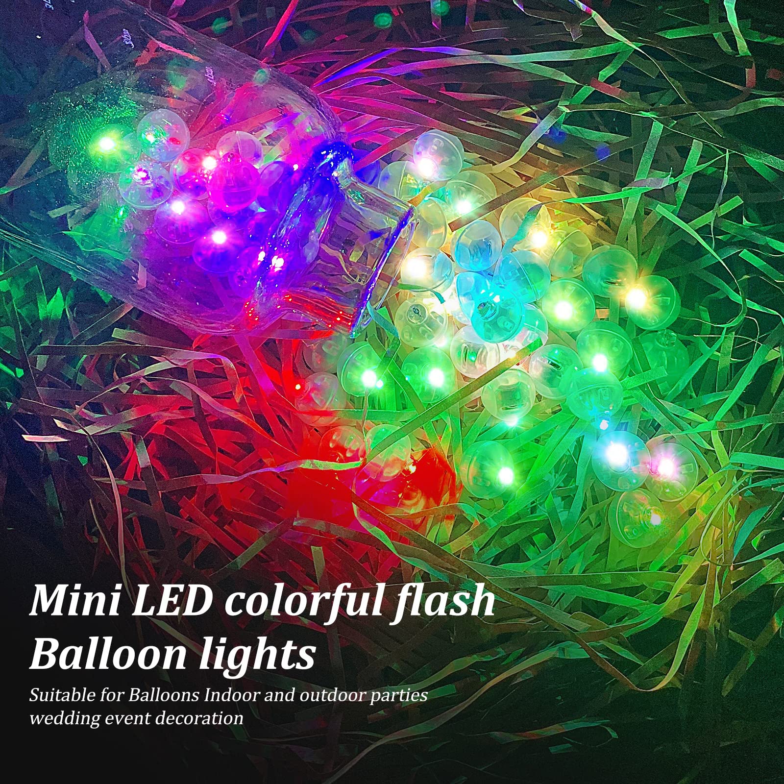 100 Pcs 10 Colors Balloon Lights, Led Assorted Colors Flash Lights, Mini Ball Lights Round Led Ball Lamp For Paper Lantern Ballo