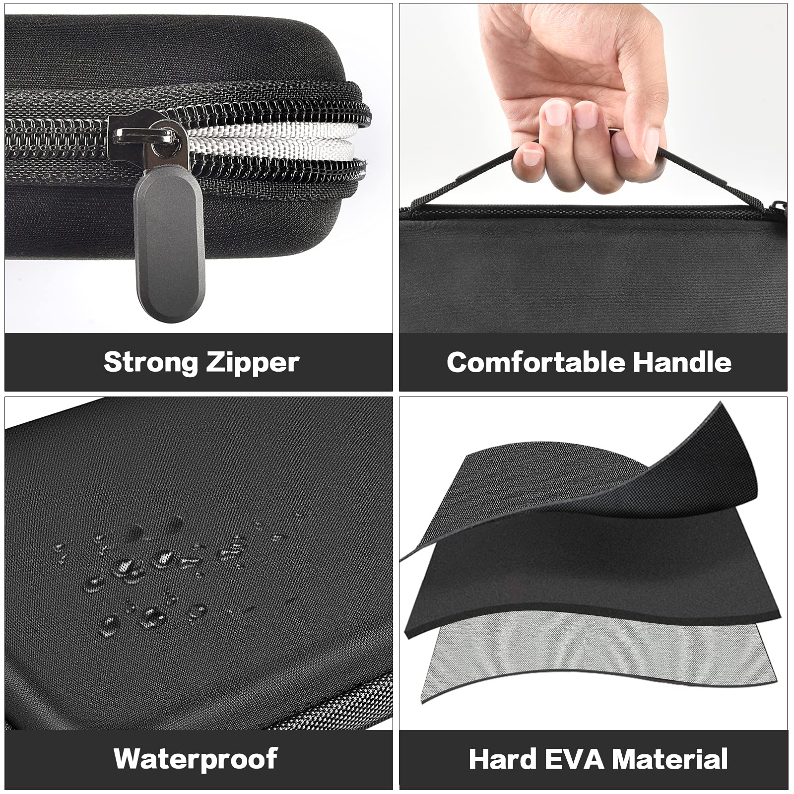 GWCASE Book Light Case for Glocusent/Vekkia/LITOM LED Neck Light - Black, EVA Material, USB Cable Storage Holder