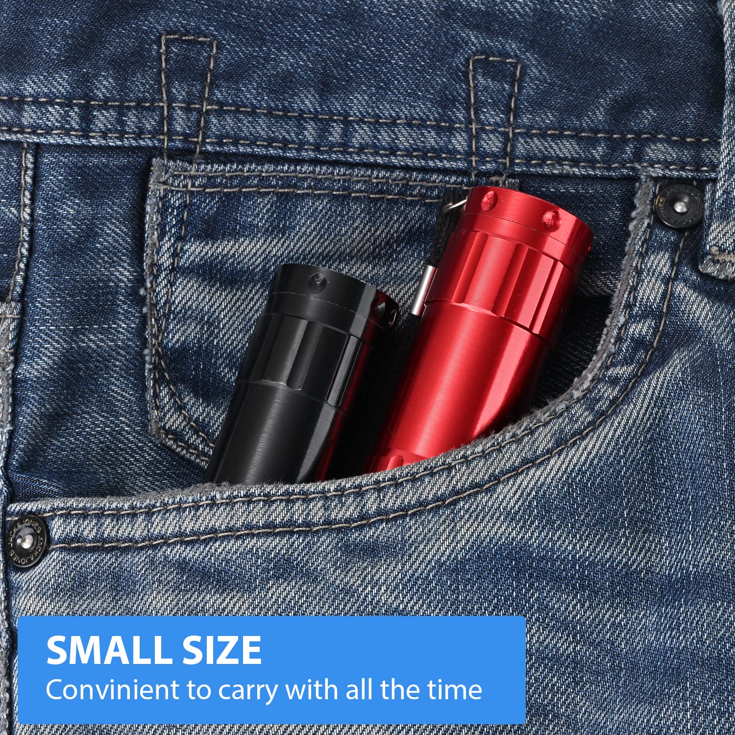 Yikosam 5 Pack Mini Aluminum Flashlights - 9 Led, Handheld, Lanyard, 15 Aaa Batteries Included