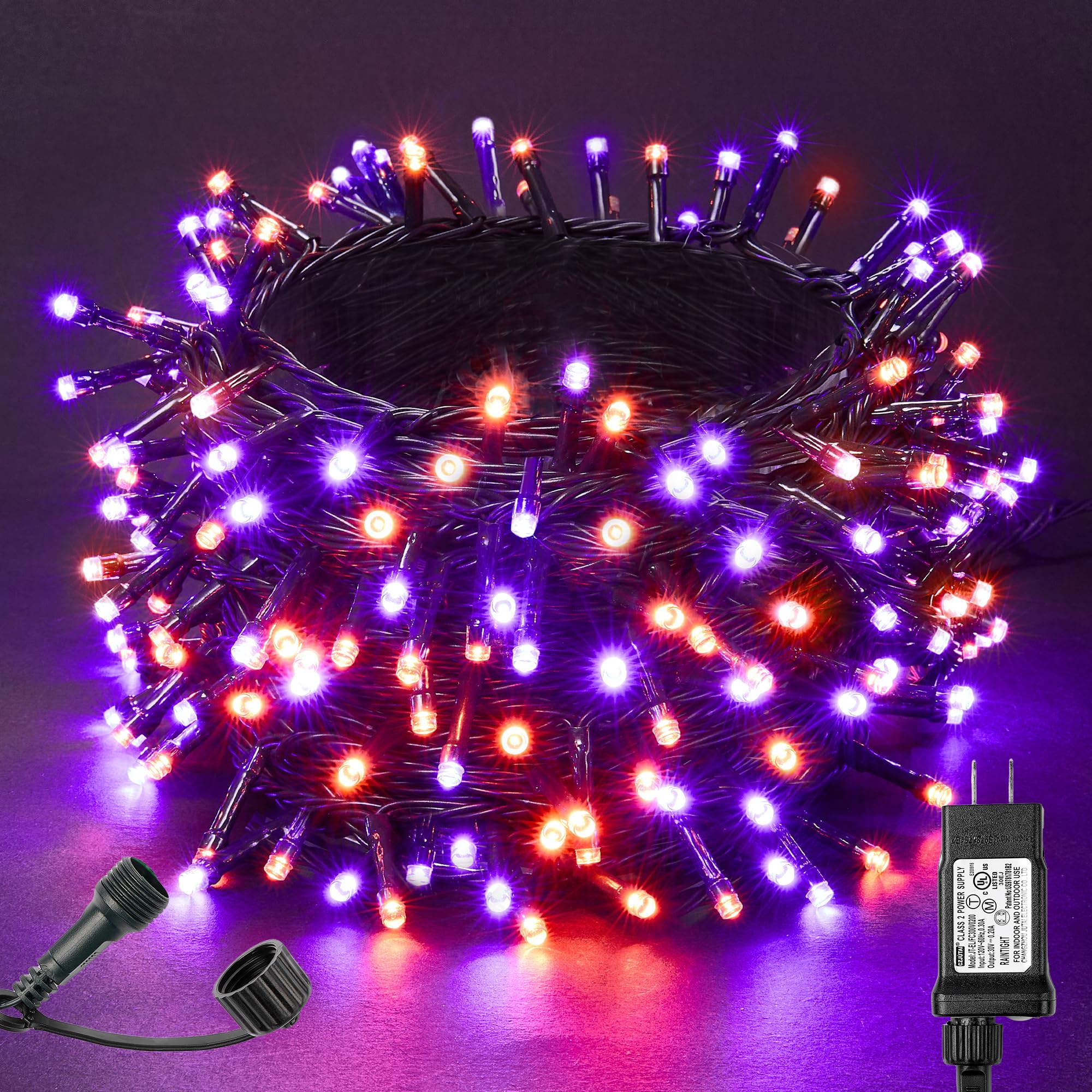 BlcTec Halloween String Lights 500 LED, 174FT, Waterproof, 8 Modes, Orange Purple, Model JT-EL/FC300V0200-C