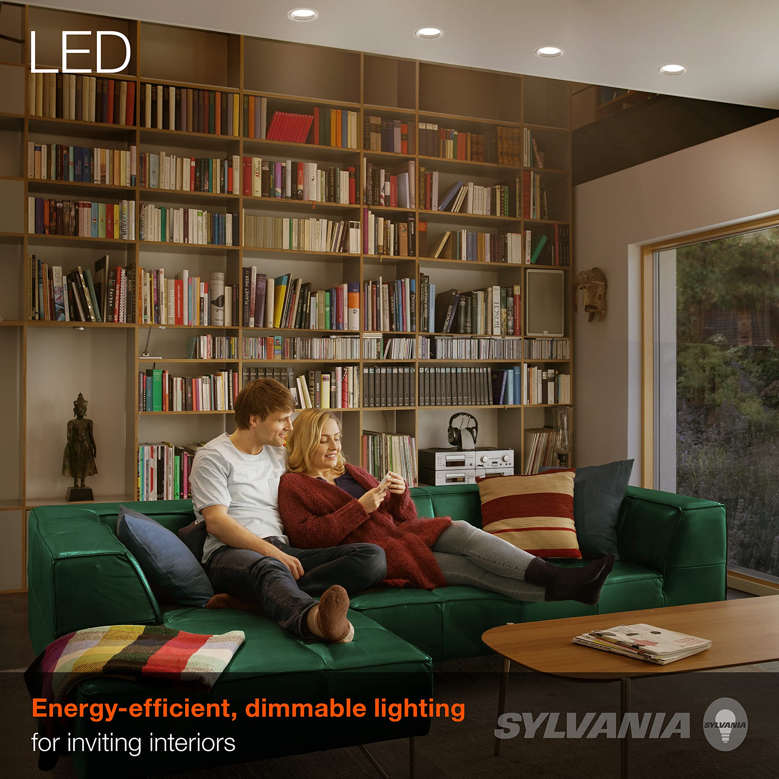 LEDVANCE SYLVANIA BR30 LED Flood Light Bulb, 9W, Dimmable, 650 Lumens, 3500K Bright White, 2 Pack, Model 780
