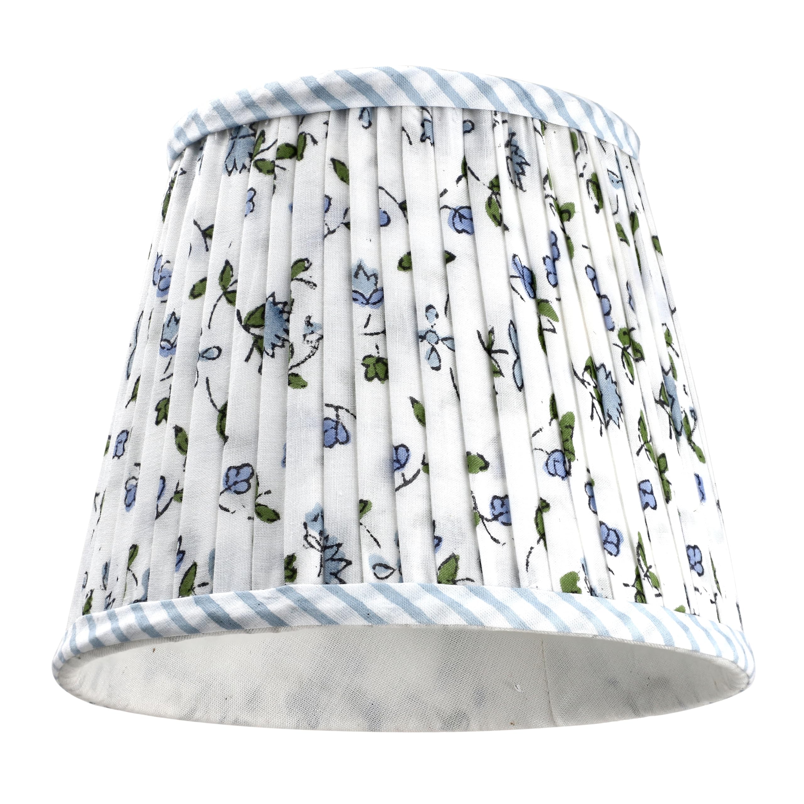 Ridhi Block Print Powder Blue Lamp Shade 4 Top x 5 Bottom x 6 Slant Set of 2 Handmade Pleated Cotton Lampshade  Fits E26/E27 Base Table Lamps Boho Vintage Decorative For Bedroom  Living Room
