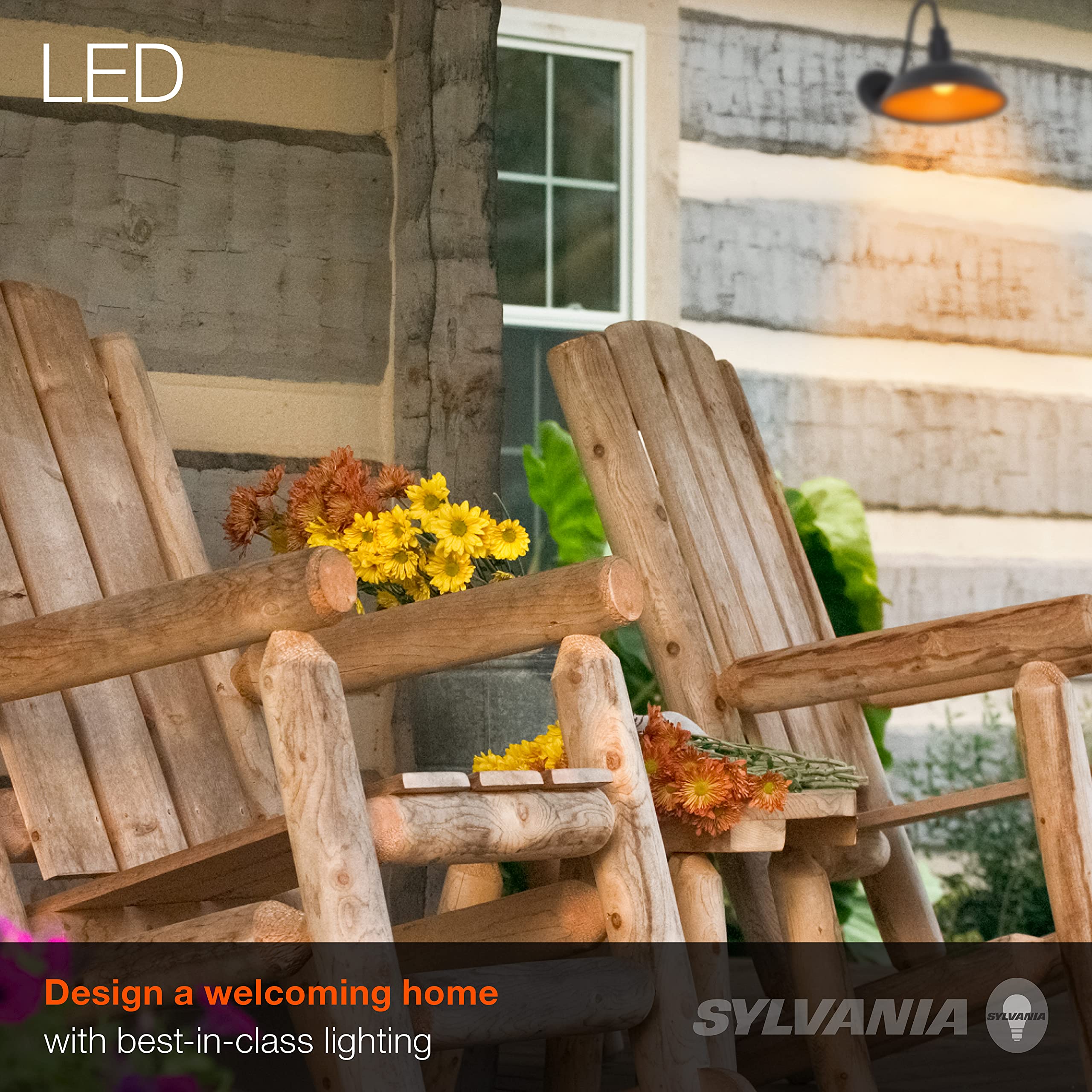 LEDVANCE SYLVANIA Easton Vintage Flush Mount Sconce with Dimmable 60W Soft White Bulb, Black Metal, Model 60123